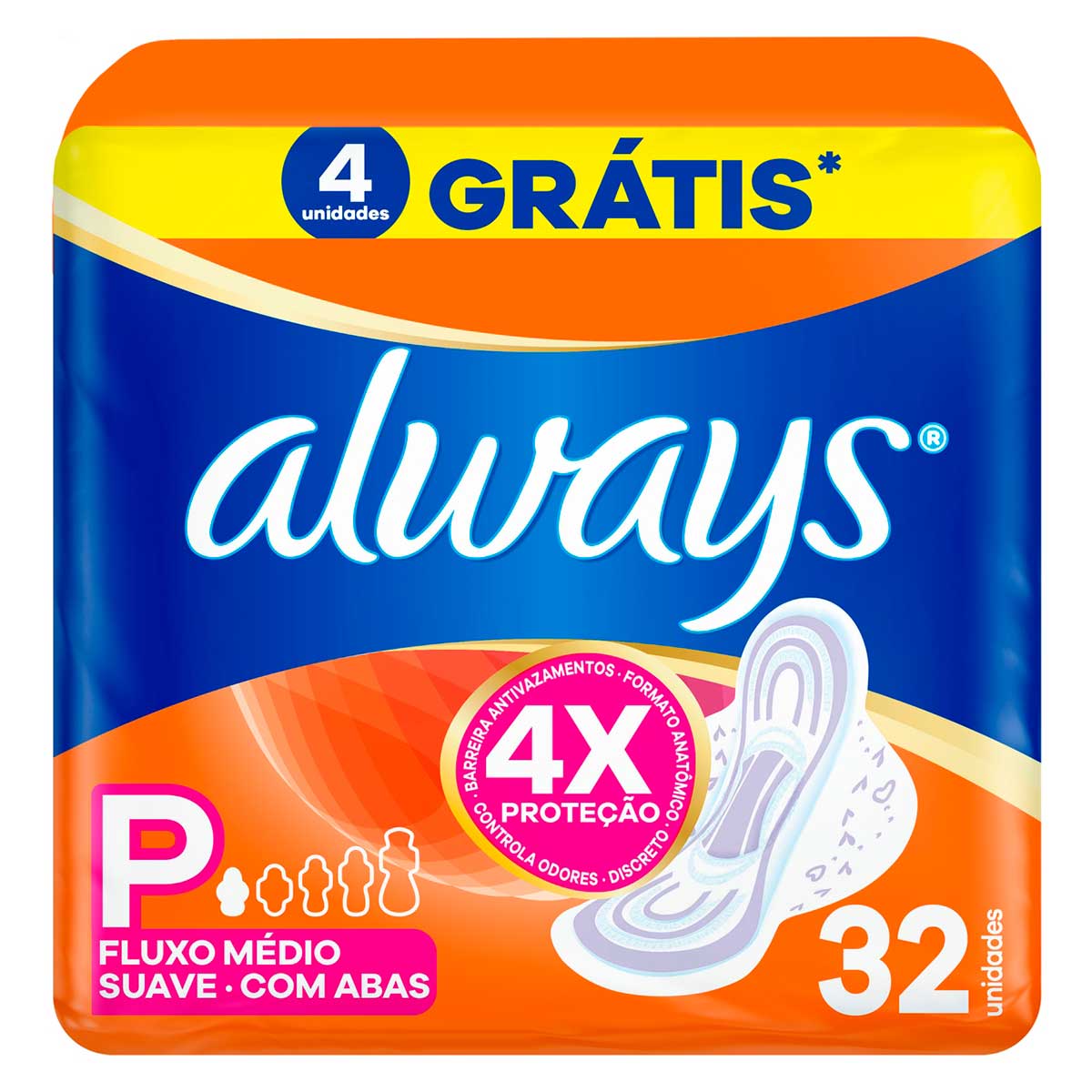 Absorvente Always P Suave com Abas 32 Unidades