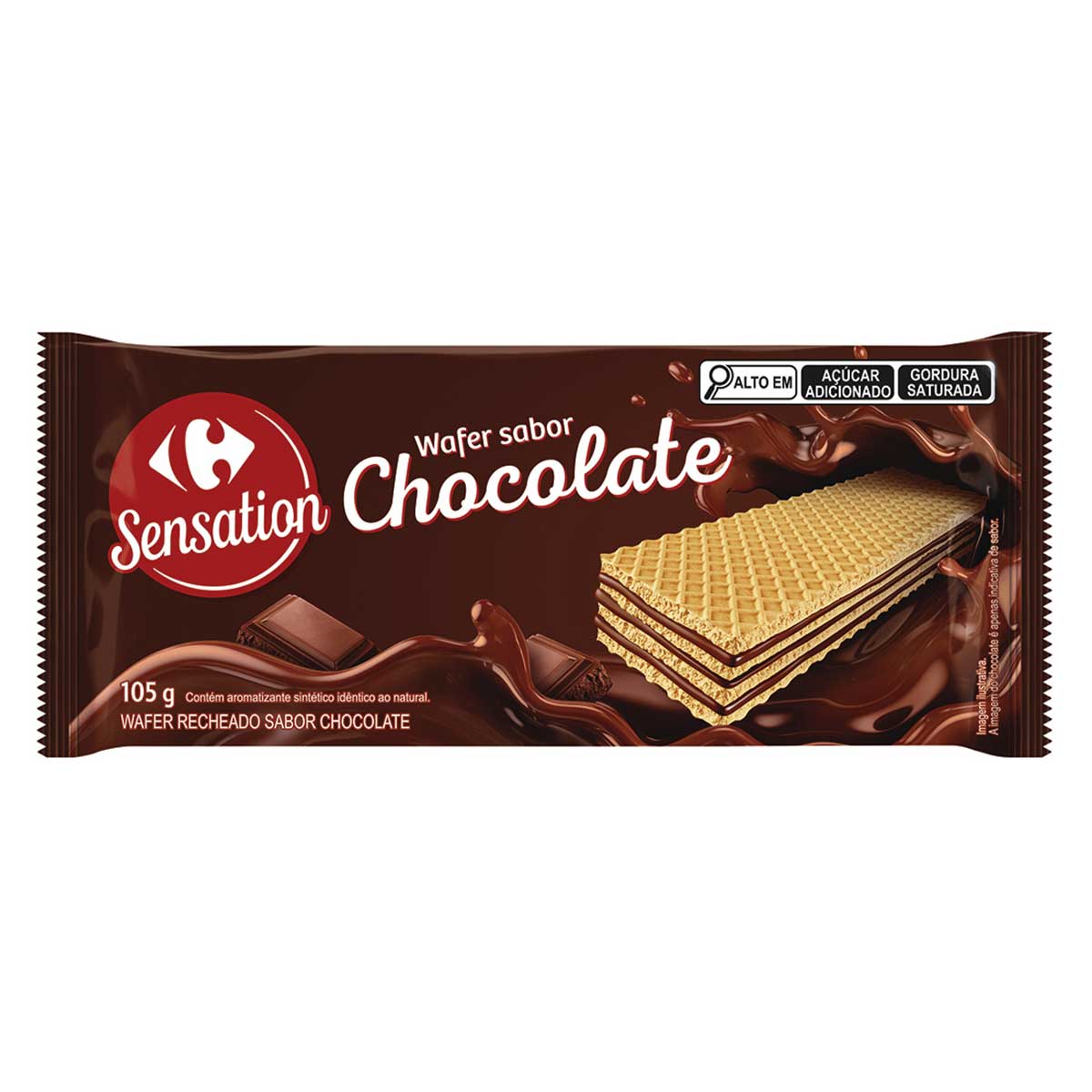 Biscoito waffer Carrefour Sensation Chocolate 105g