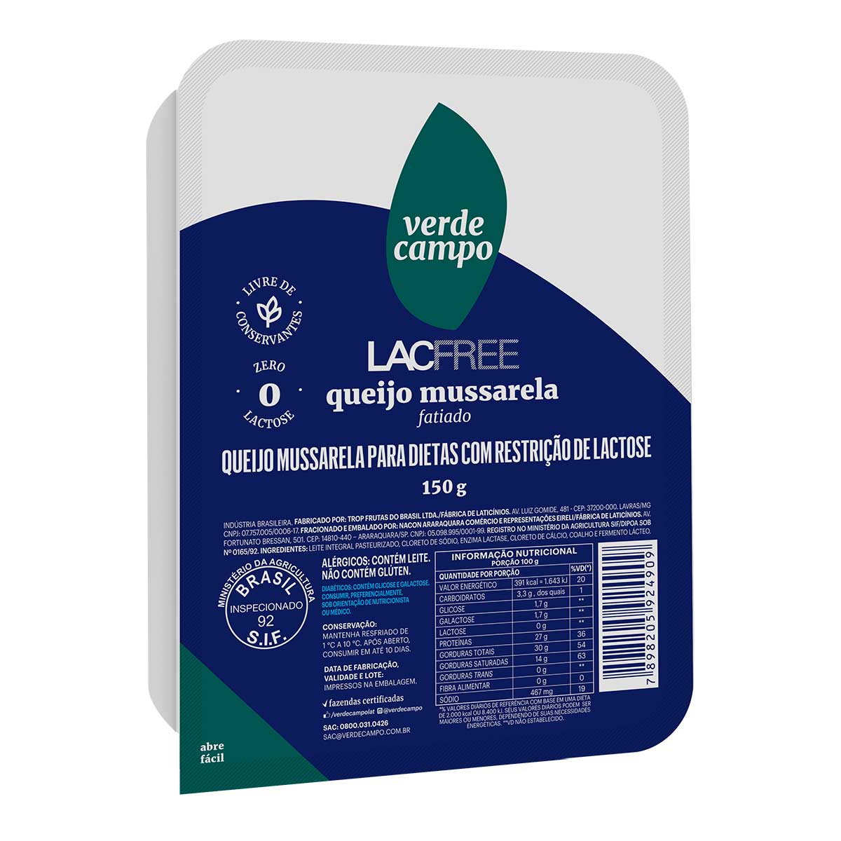 Queijo Mussarela Lacfree 150 g