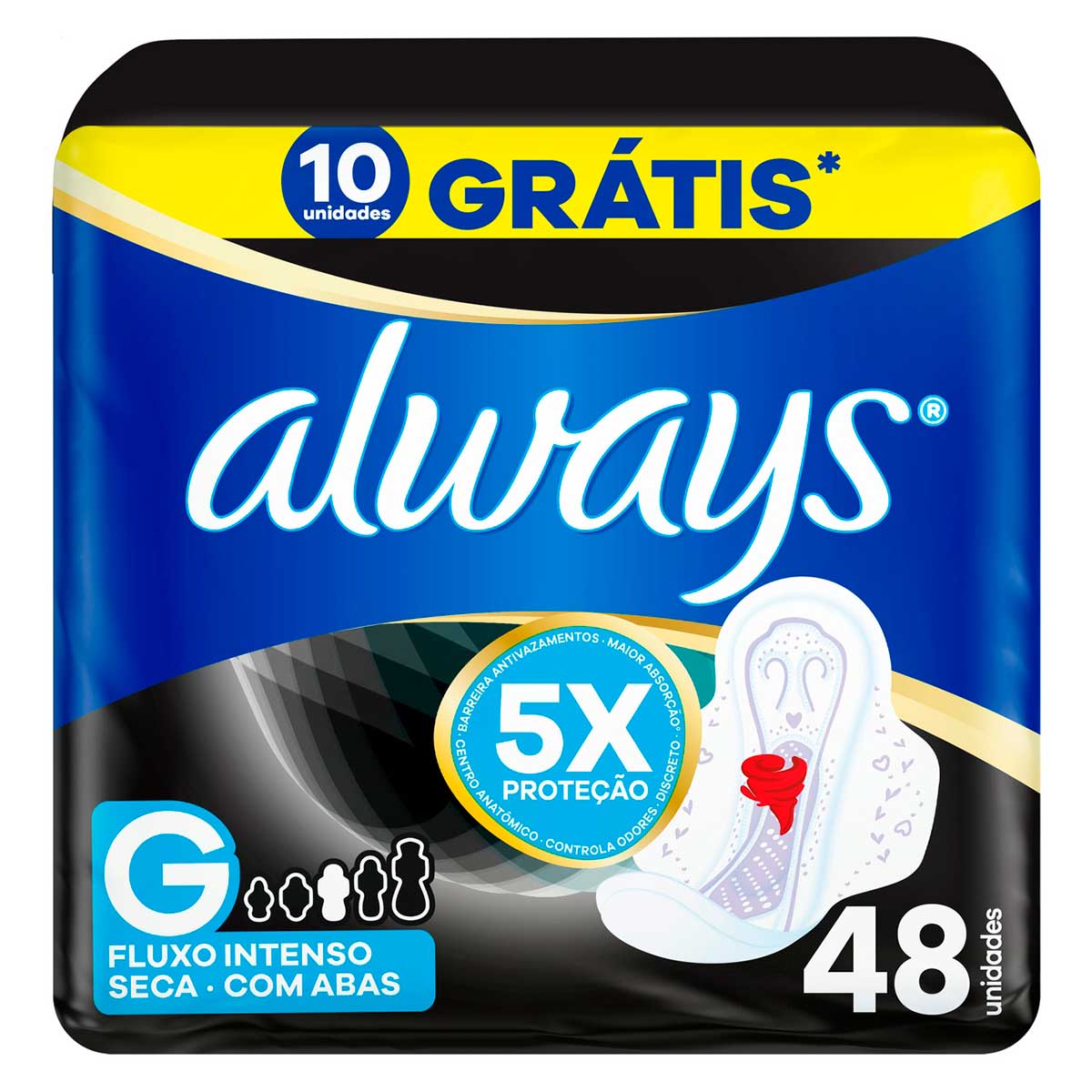 Absorvente Always Noturno G Seca com Abas 48 Unidades