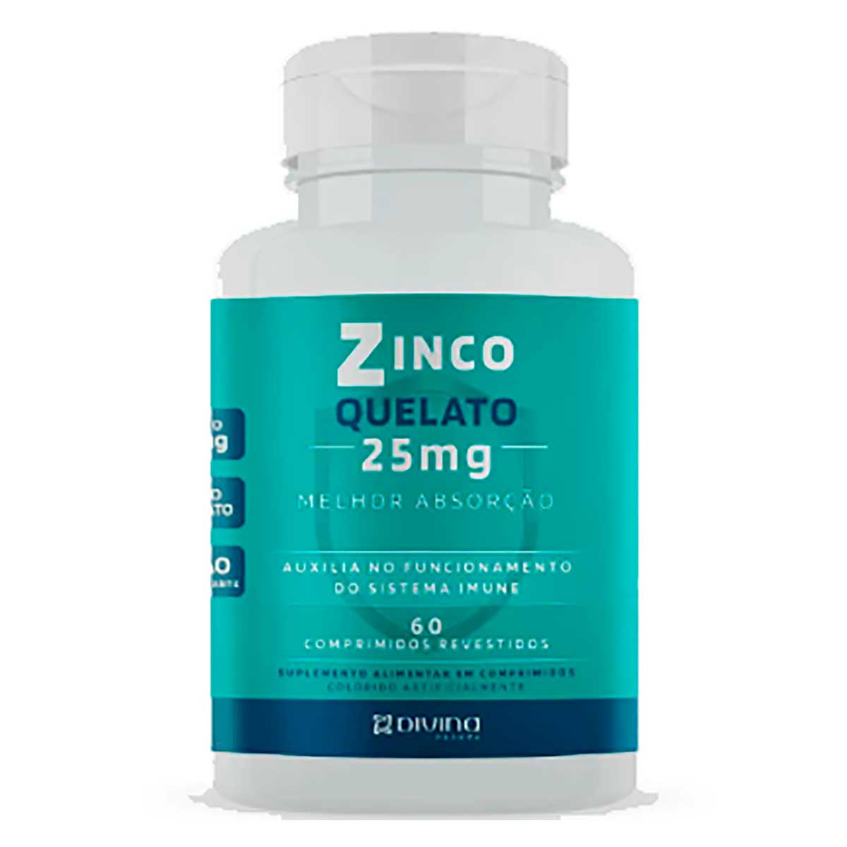Zinco Quelato DIvina Pharma 25mg 60 Comprimidos