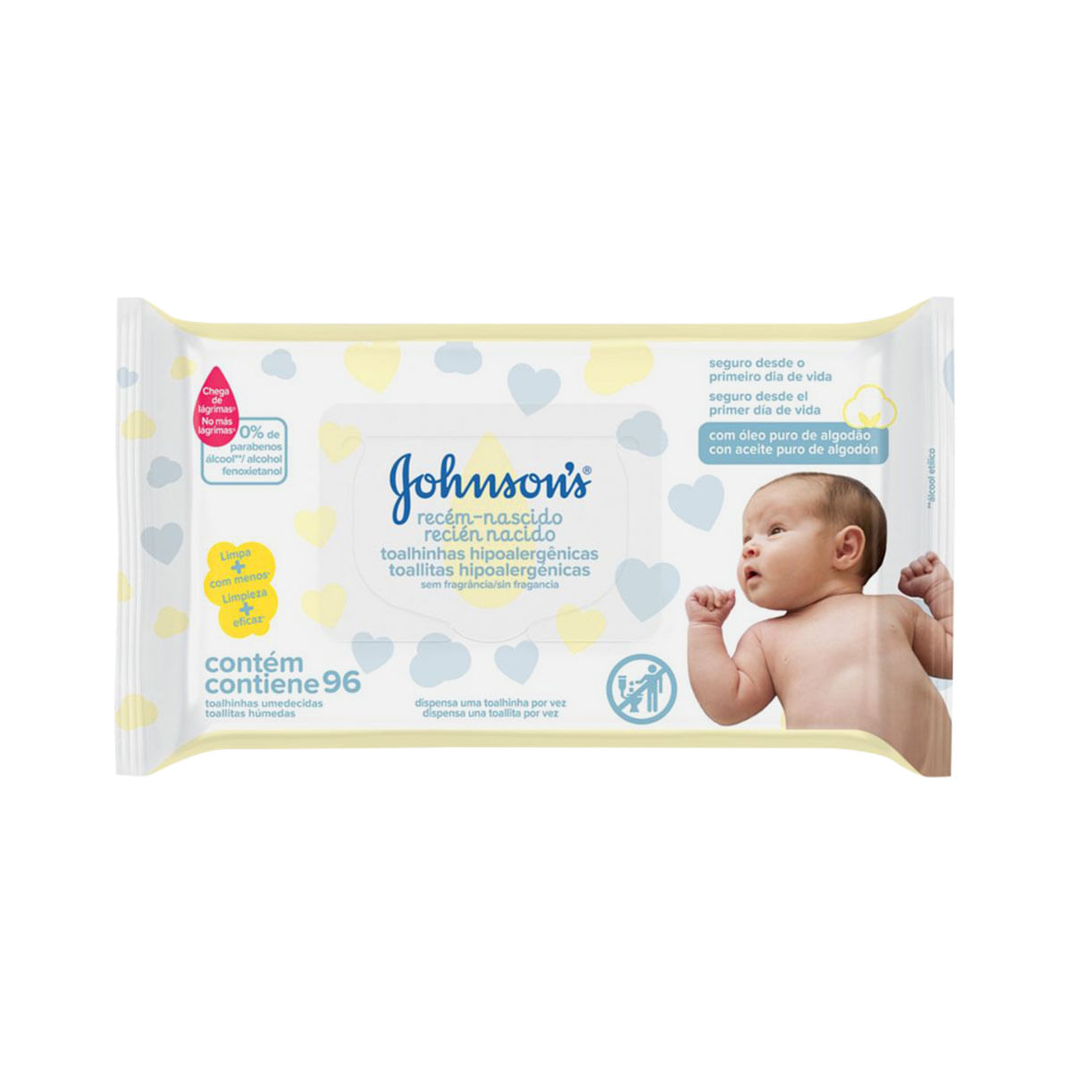 Toalha Umedecida Johnson's Baby Recém-Nascido 96 Unidades