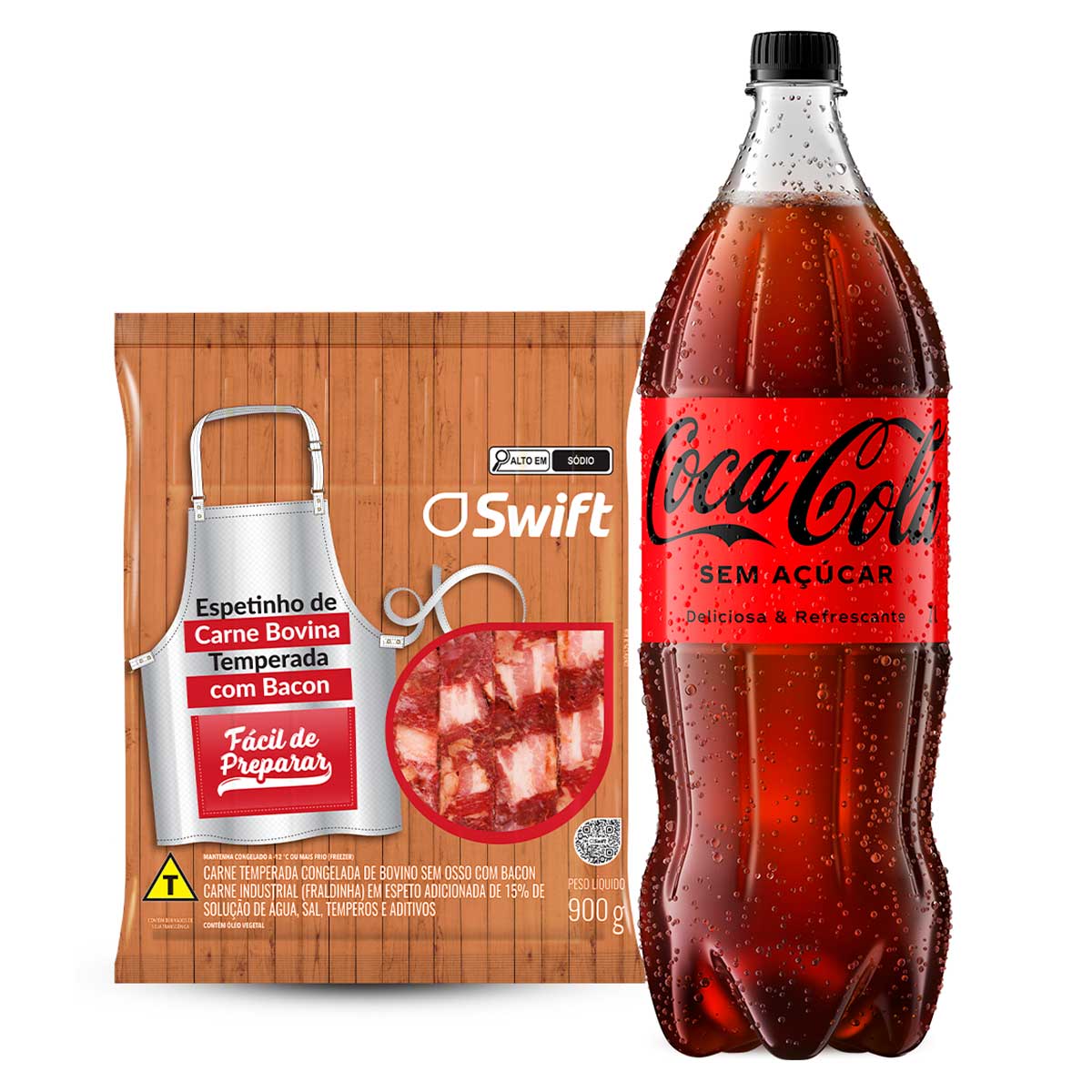 Kit Coca-Cola Zero 2L + Espetinho bovino Swift 900g