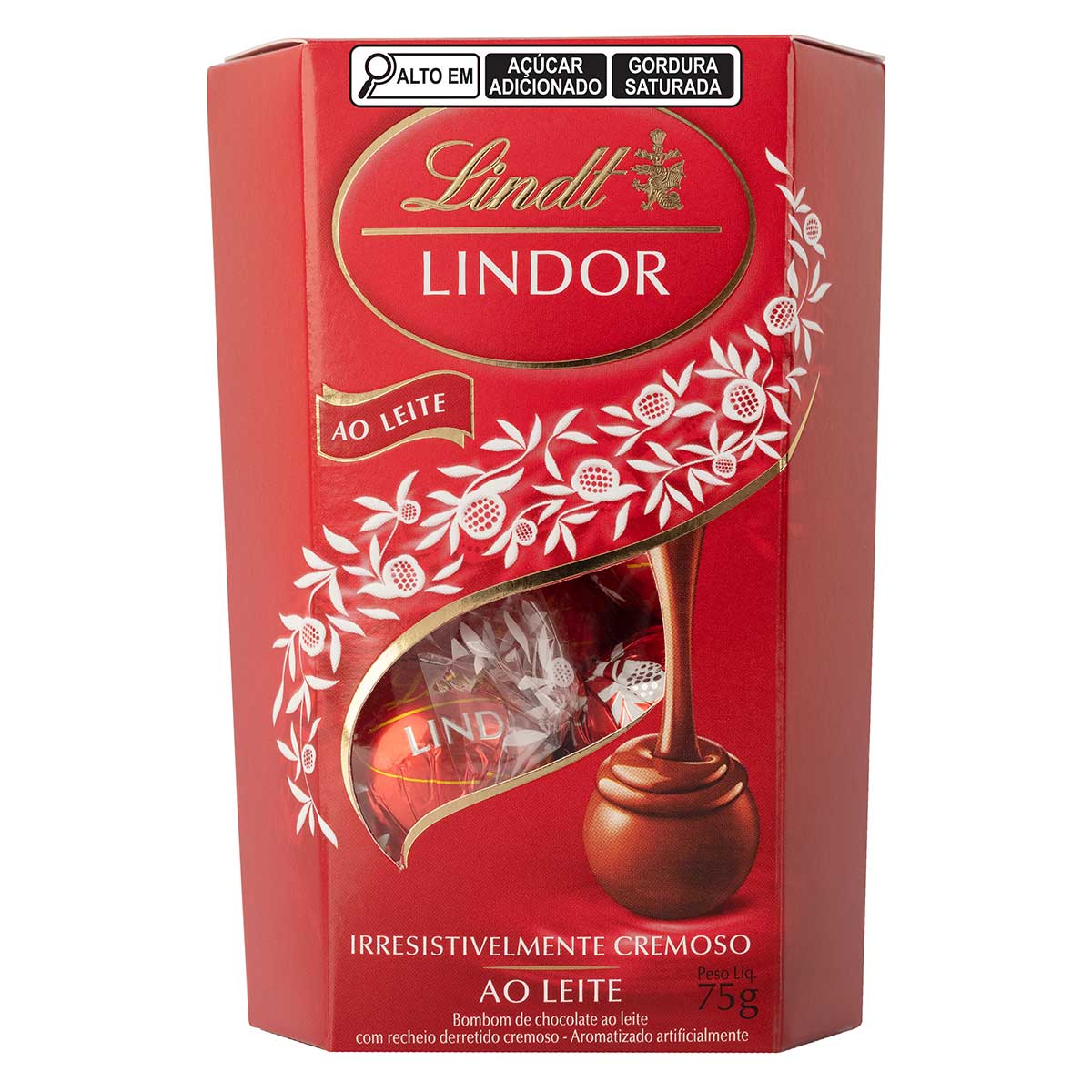 Caixa de Bombons Chocolate Lindt Lindor Ao Leite 75g Com 6 unidades