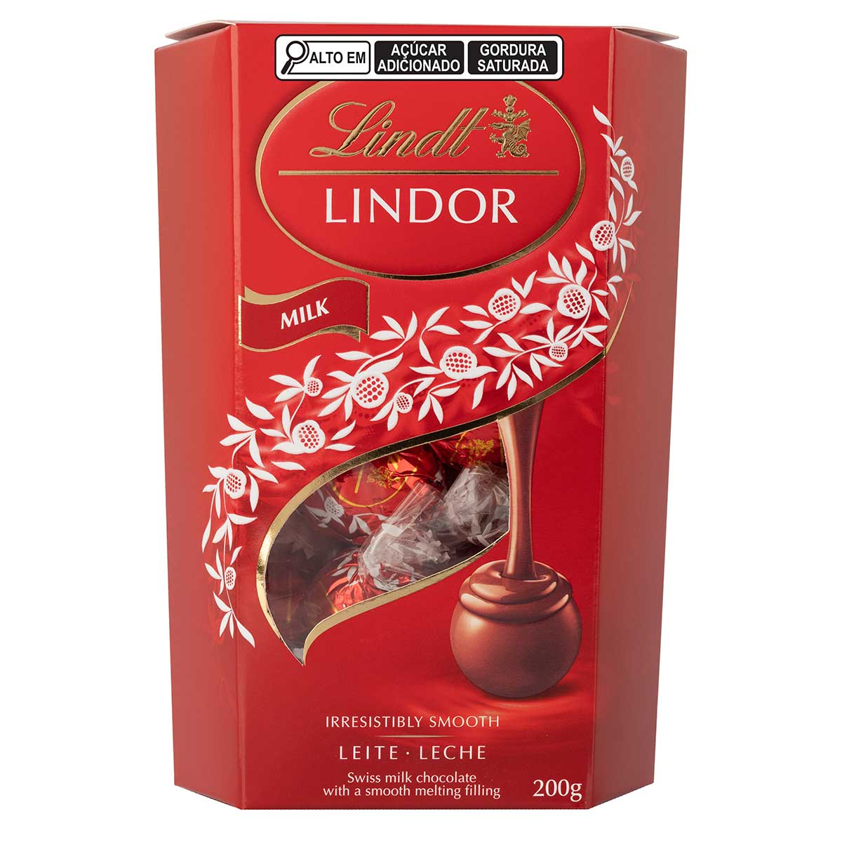 Caixa de Bombons Chocolate Lindt Lindor Ao Leite 200g Com 16 unidades