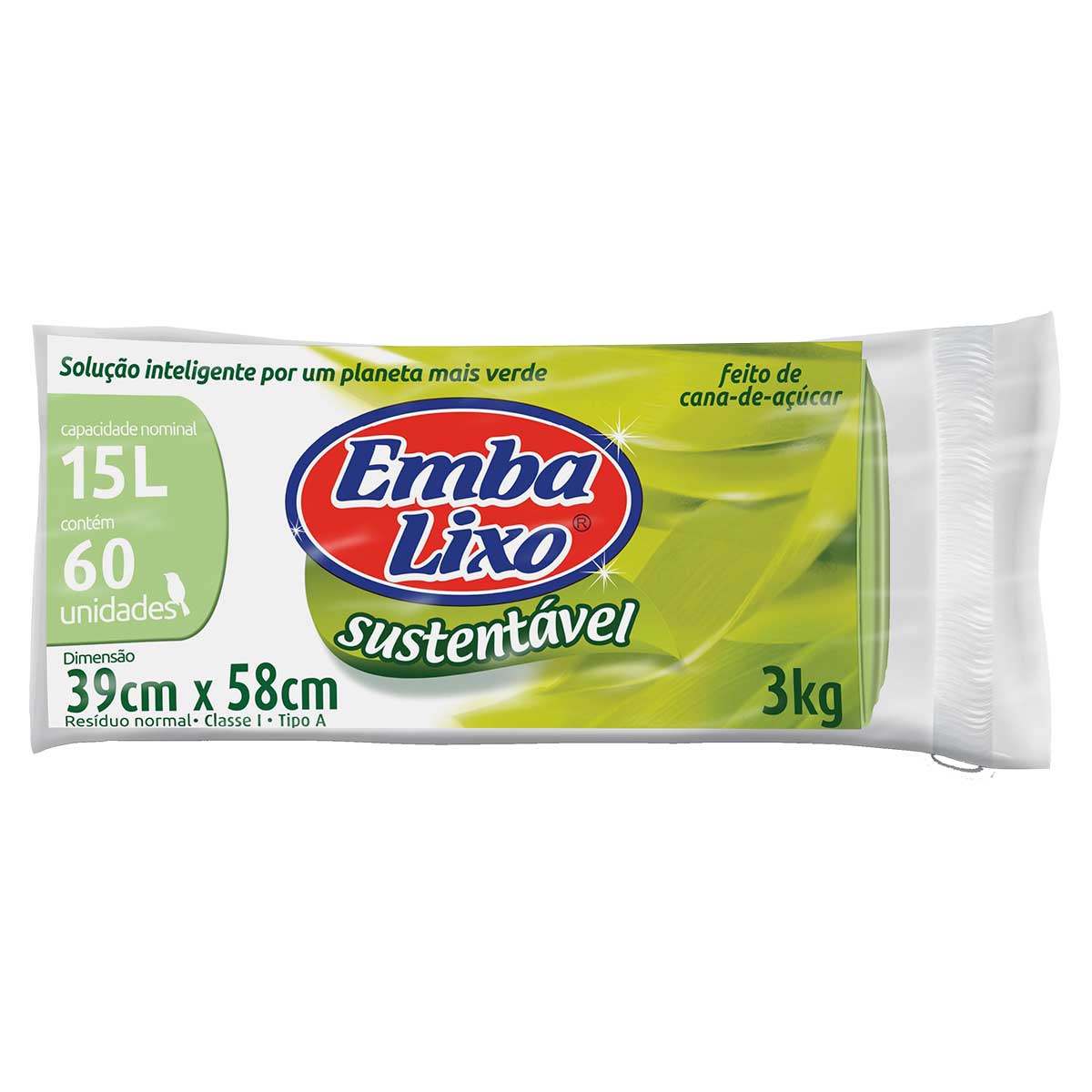 Sacos Plásticos para Lixo Sustentável 15l Embalixo 60 Unidades