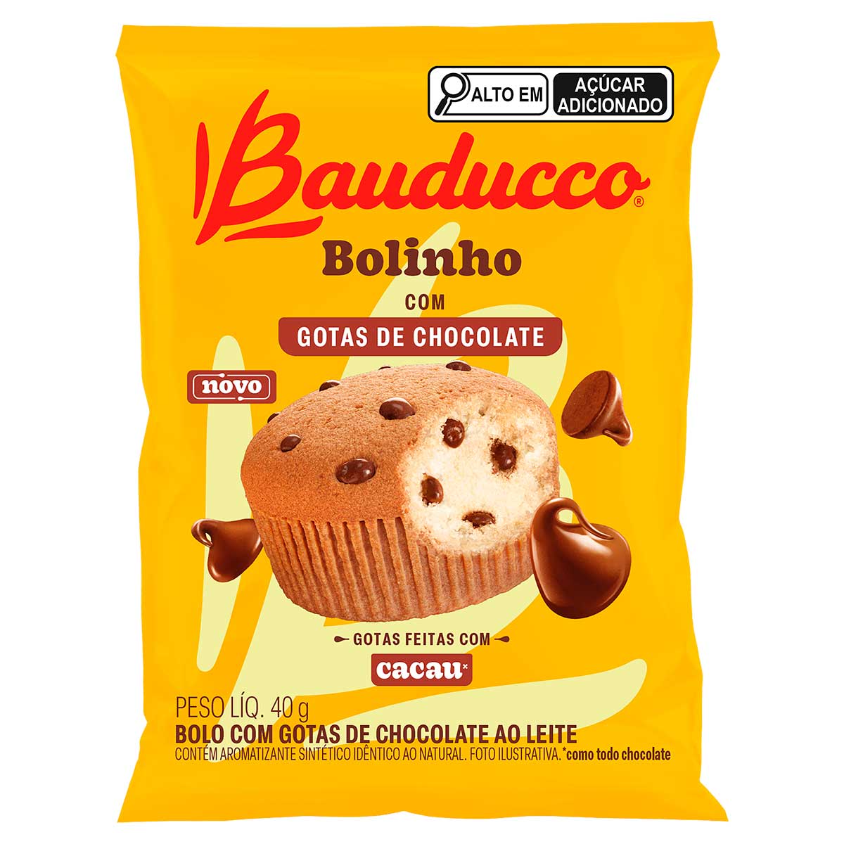 Bolinho com Gotas de Chocolate ao Leite Bauducco 40g
