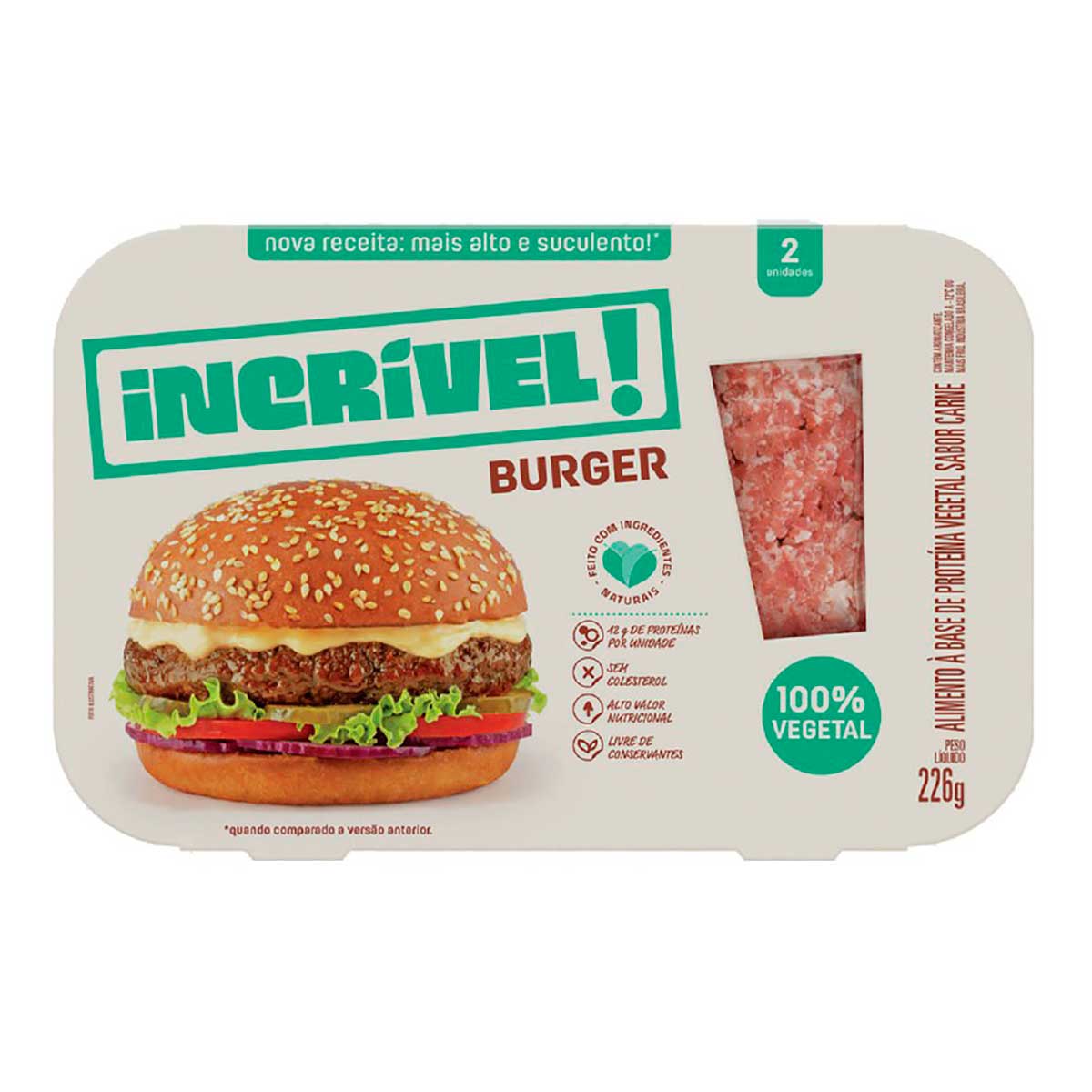 Hambúrguer de Carne Incrível! 100% Vegetal 226g