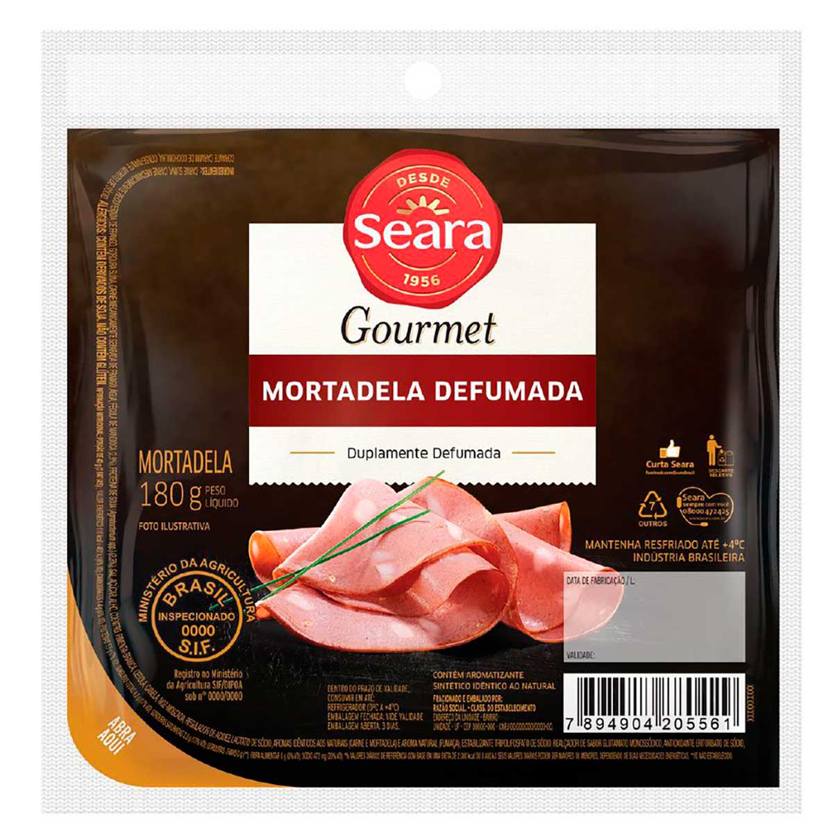Mortadela defumada fatiada Seara Gourmet 180g