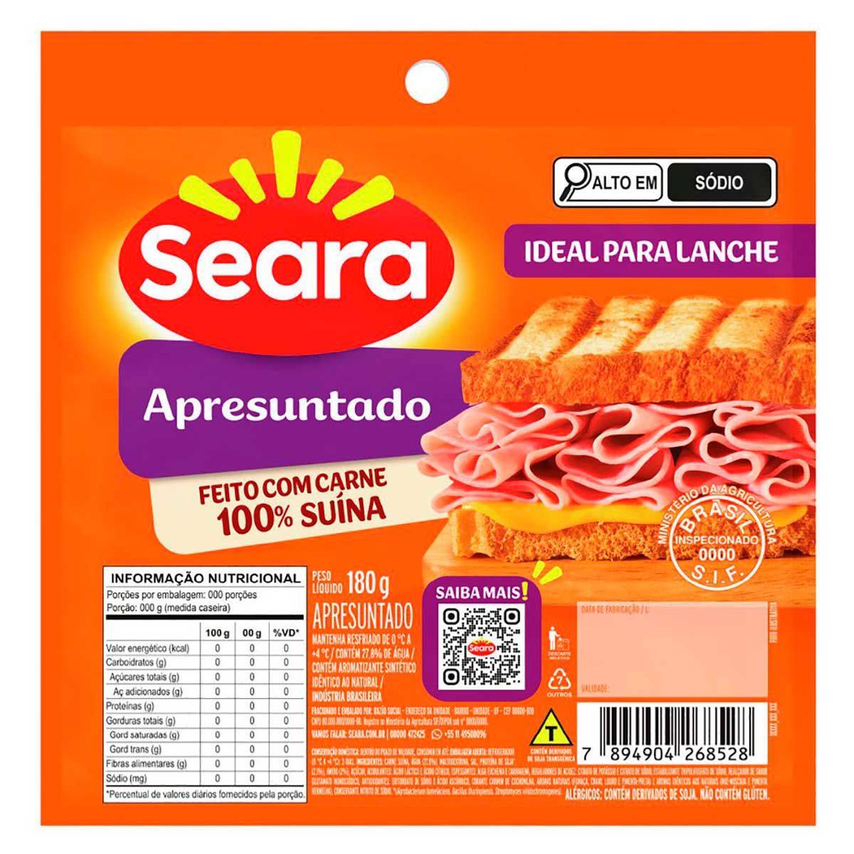 Apresuntado fatiado Seara 180g