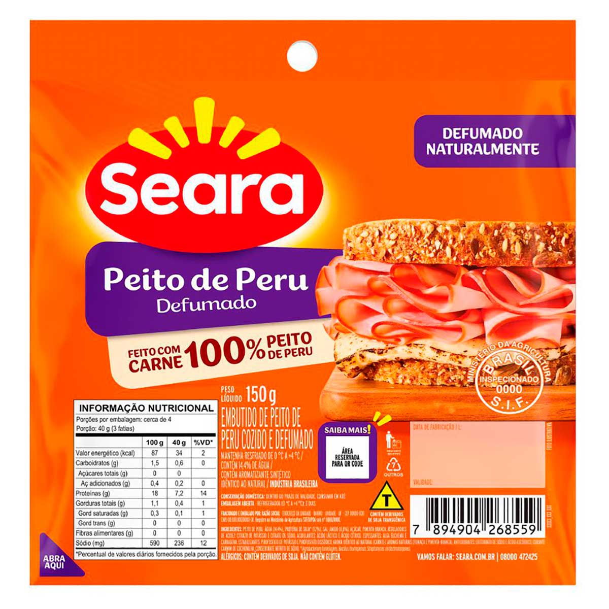 Peito de peru fatiado Seara 150g