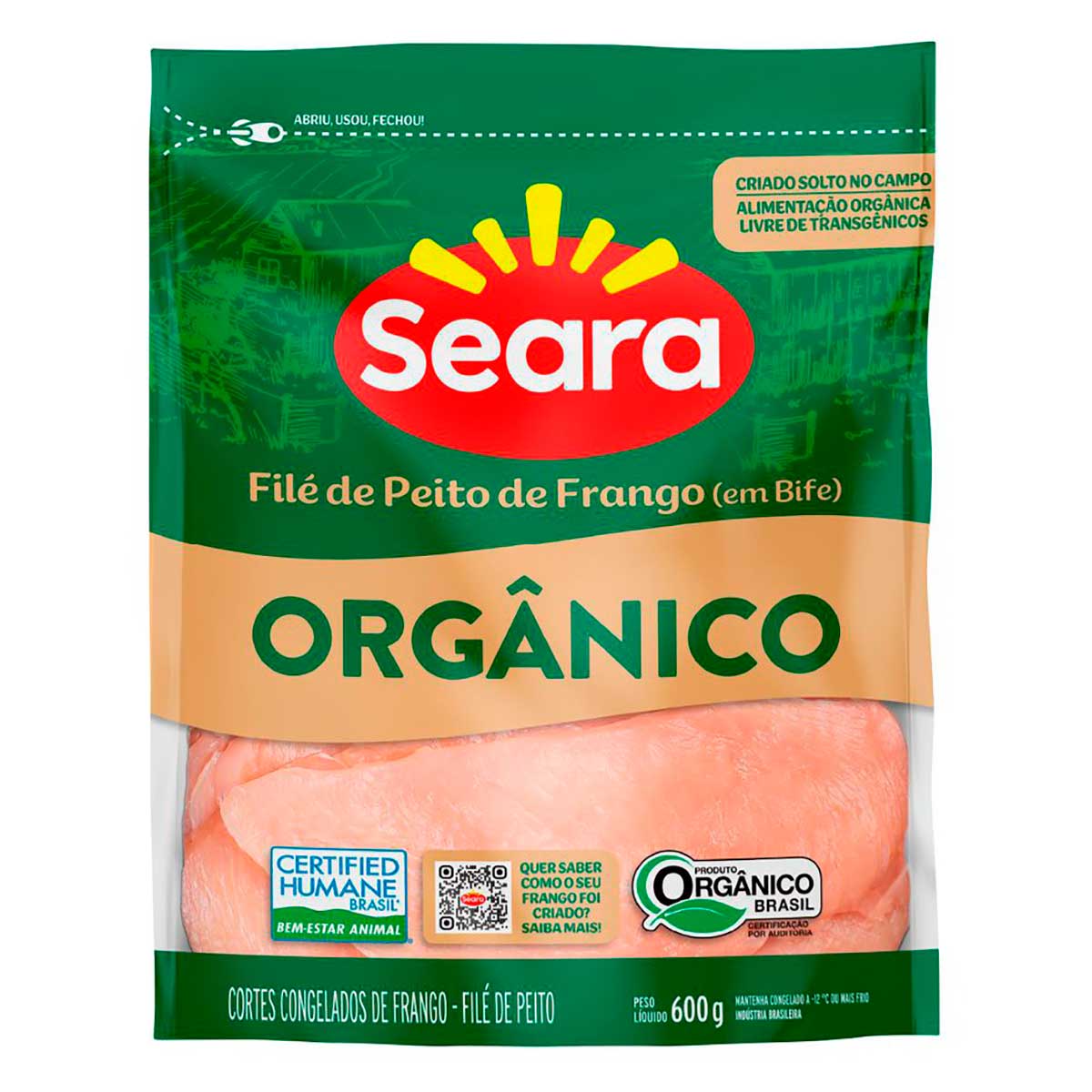 Filé de peito em bifes Seara Orgânico IQF 600g