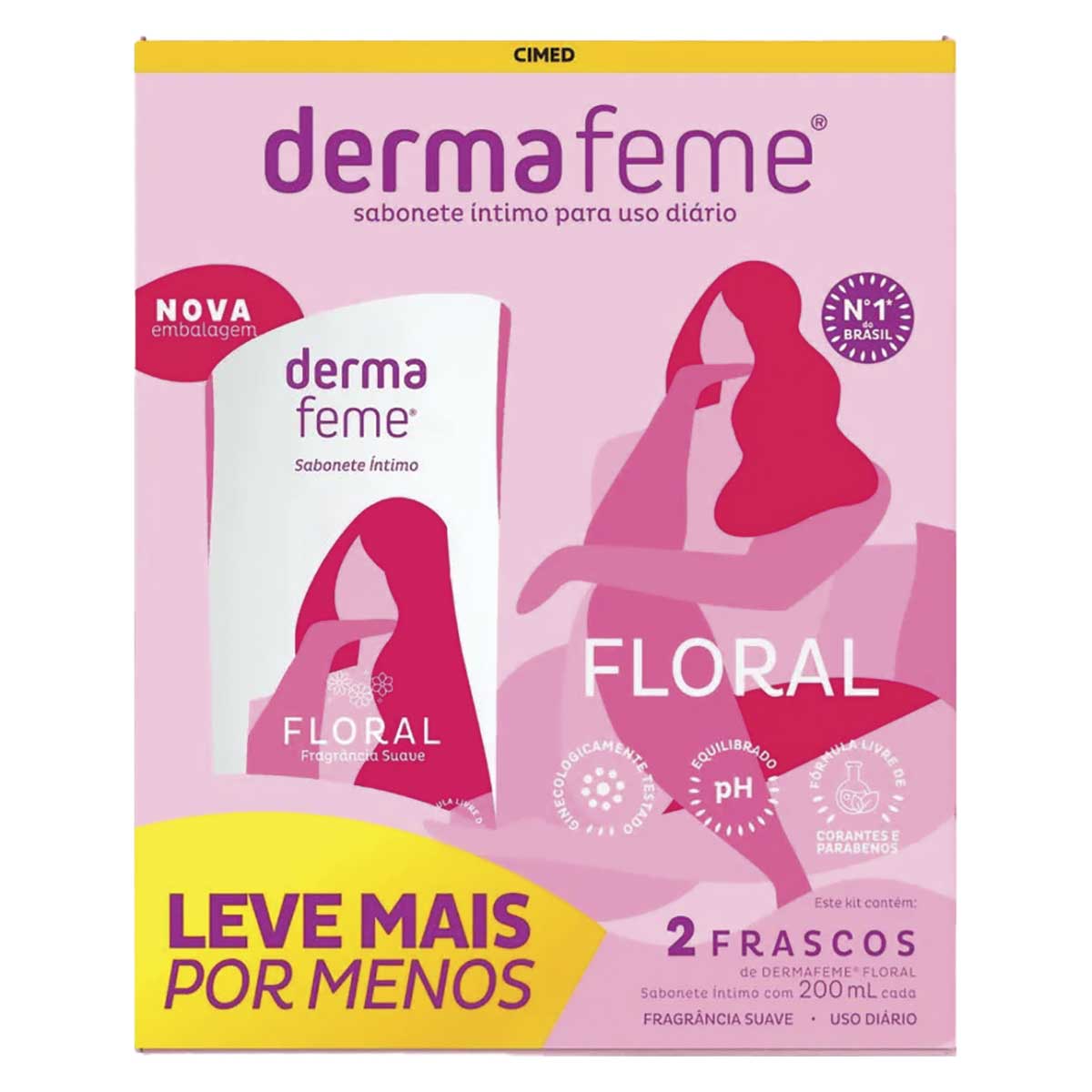 Kit Sabonete Líquido Íntimo Dermafeme com 2 Unidades de 200ml