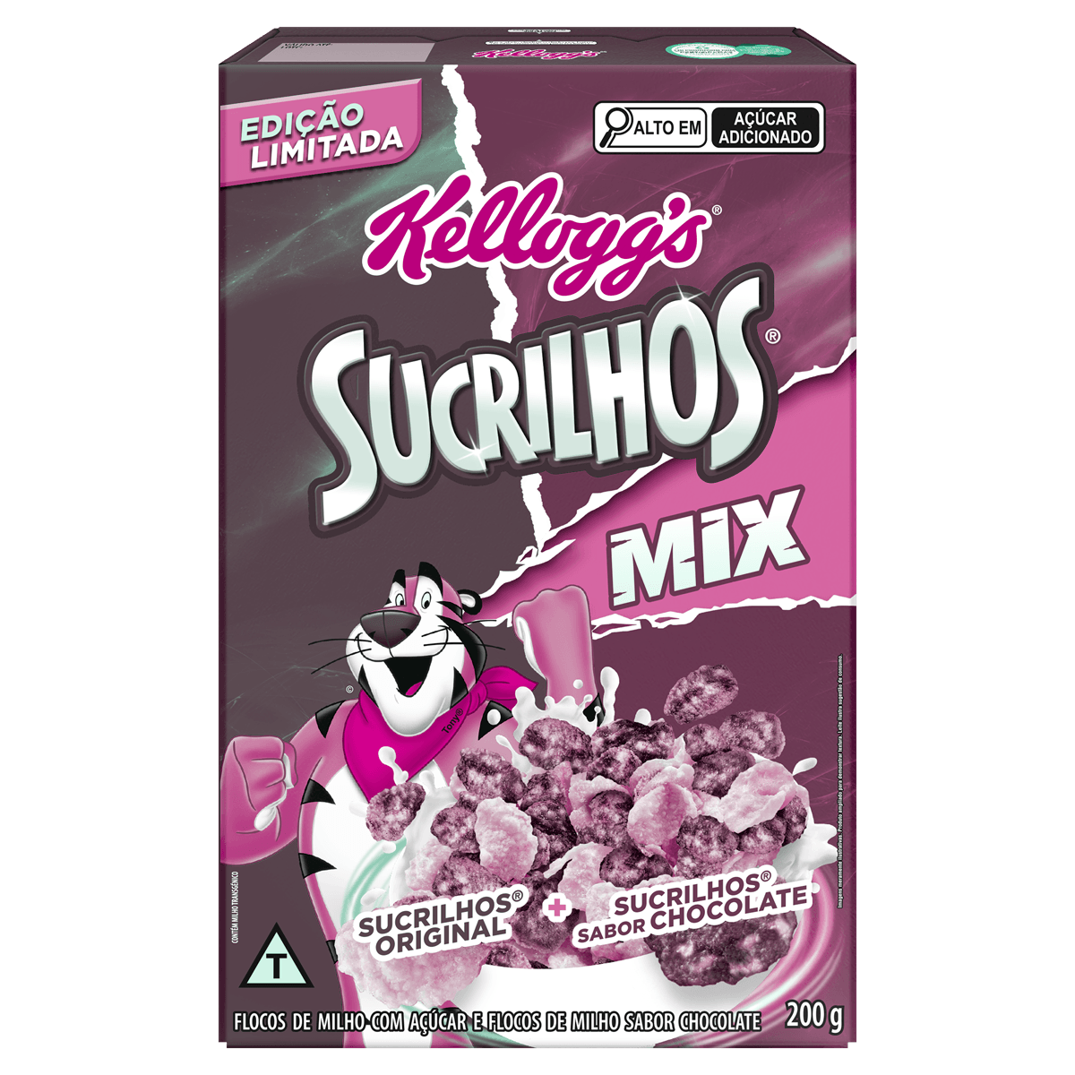 Cereal Matinal Flocos de Milho com Açúcar Original e Chocolate Kellogg's Sucrilhos 200g Edição Limitada