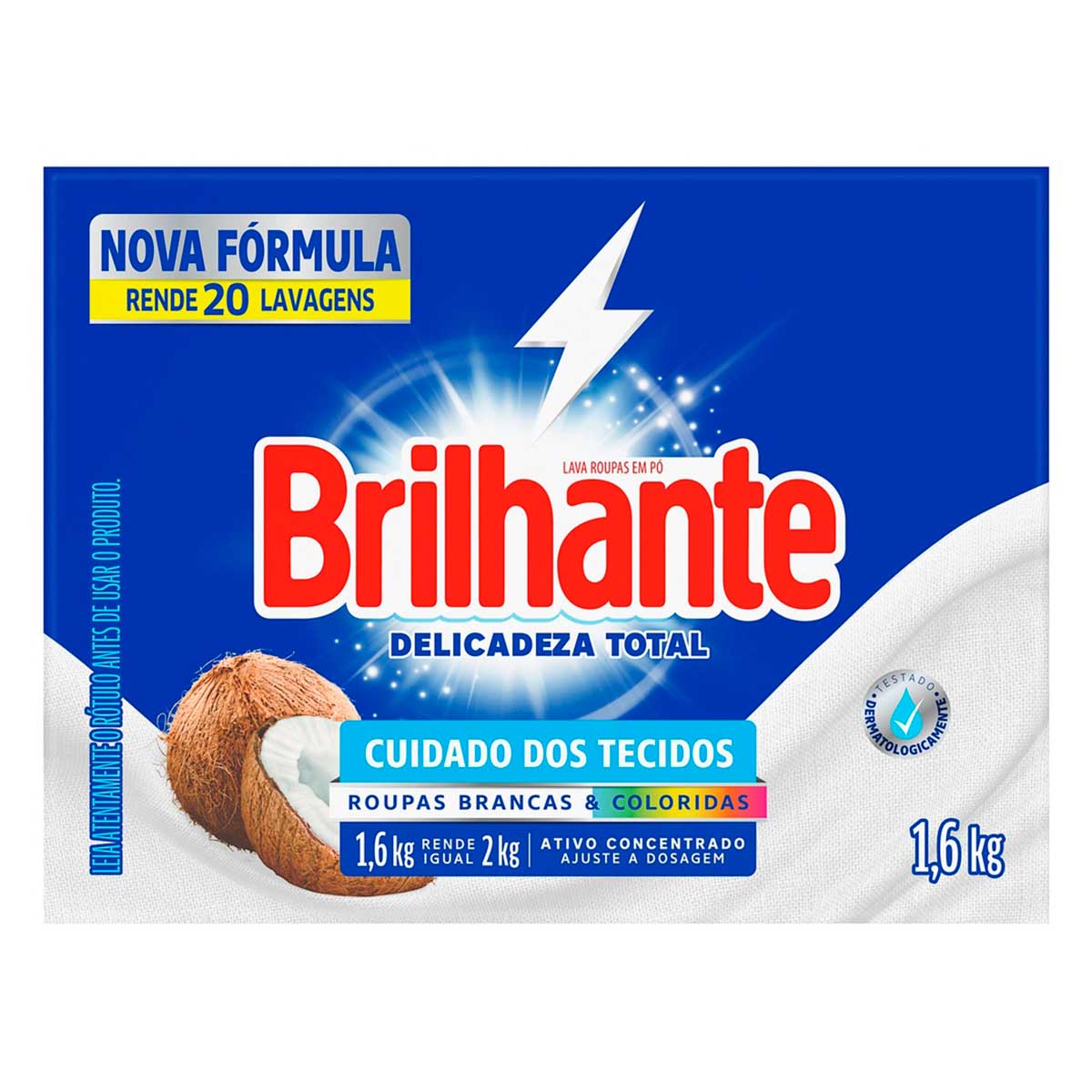 Lava-Roupas em Pó Roupas Brancas e Coloridas Ativo Concentrado Brilhante Delicadeza Total Caixa 1,6kg