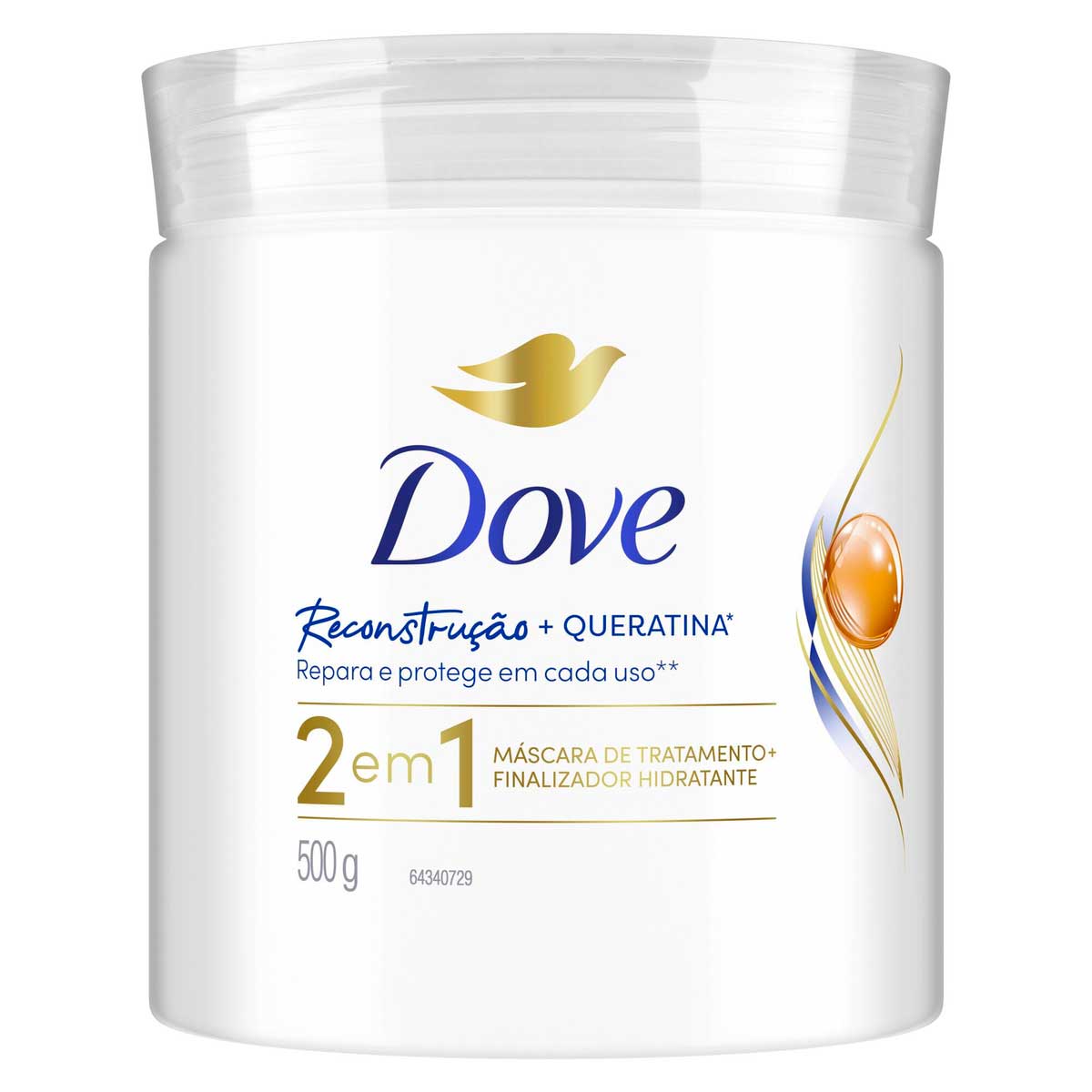 Máscara de Tratamento + Finalizador 2 em 1 DOVE Reconstrução + Queratina 500g