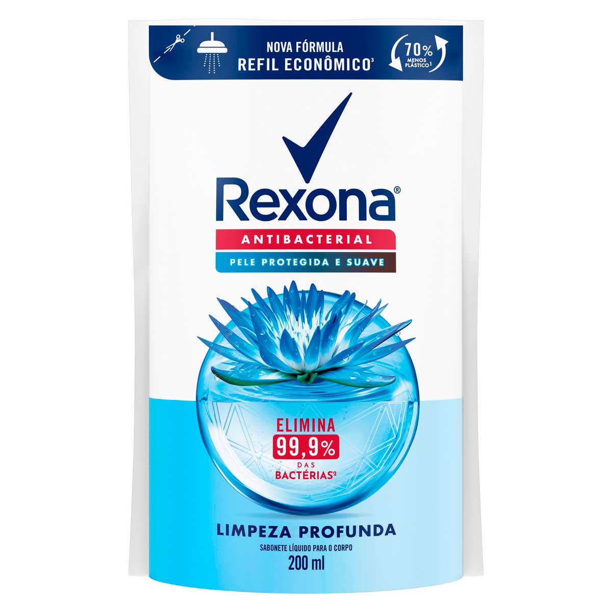 Sabonete Líquido Corporal Rexona Limpeza Profunda 200ml Refil Econômico