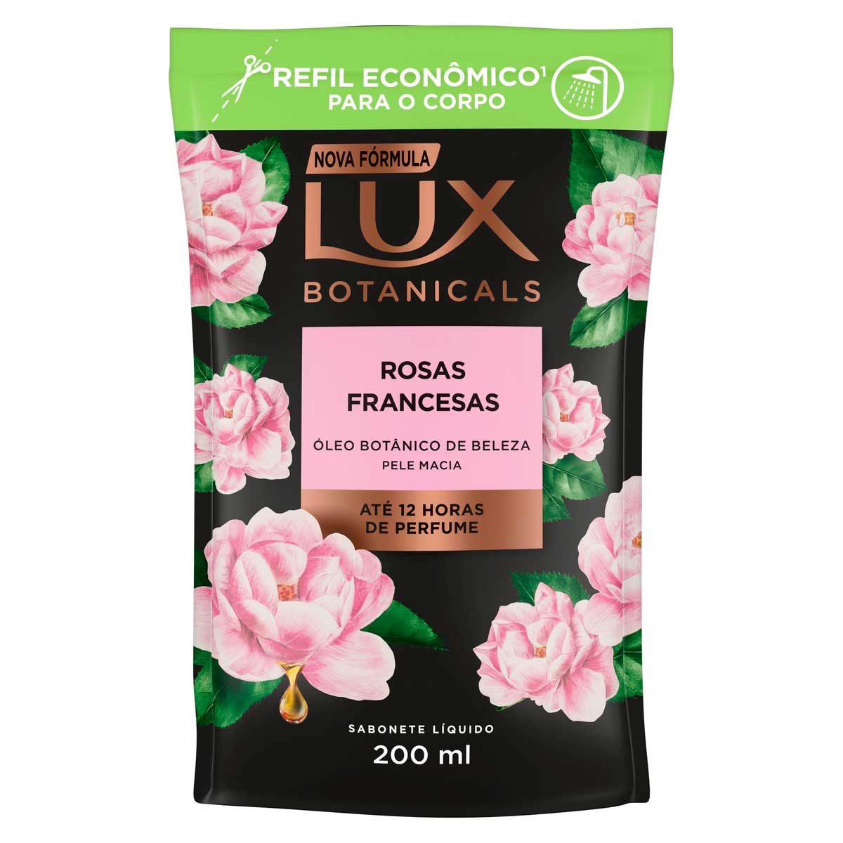 Refil para Sabonete Líquido Corporal Lux Botanicals Rosas Francesas 200ml
