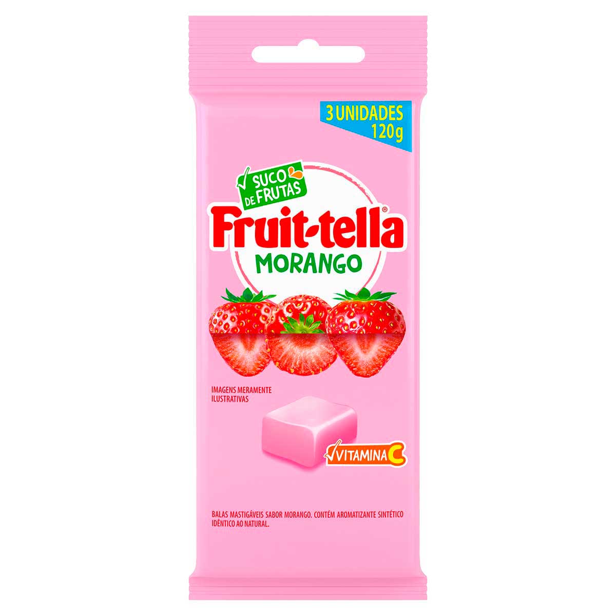 Pack Bala Morango Fruit-Tella 120g 3 Unidades