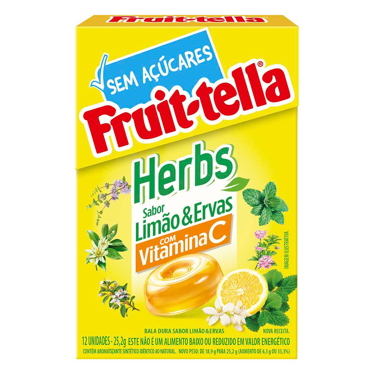 Bala Limão & Ervas Zero Açúcar Fruit-Tella Herbs 25,2g