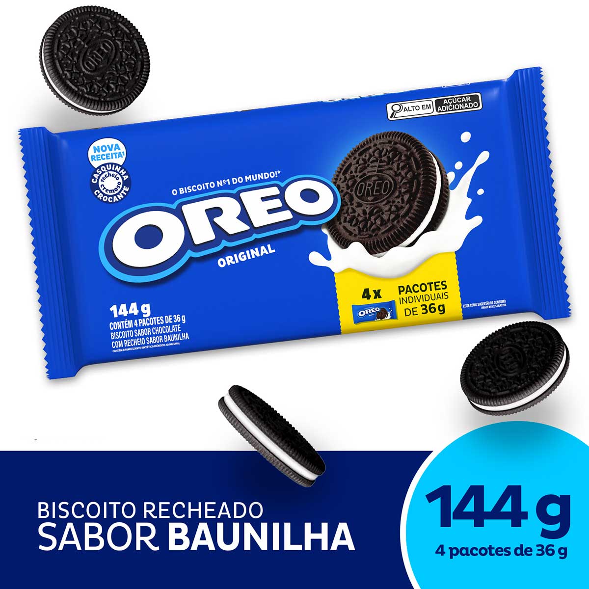Biscoito recheado Oreo original multipack 144g