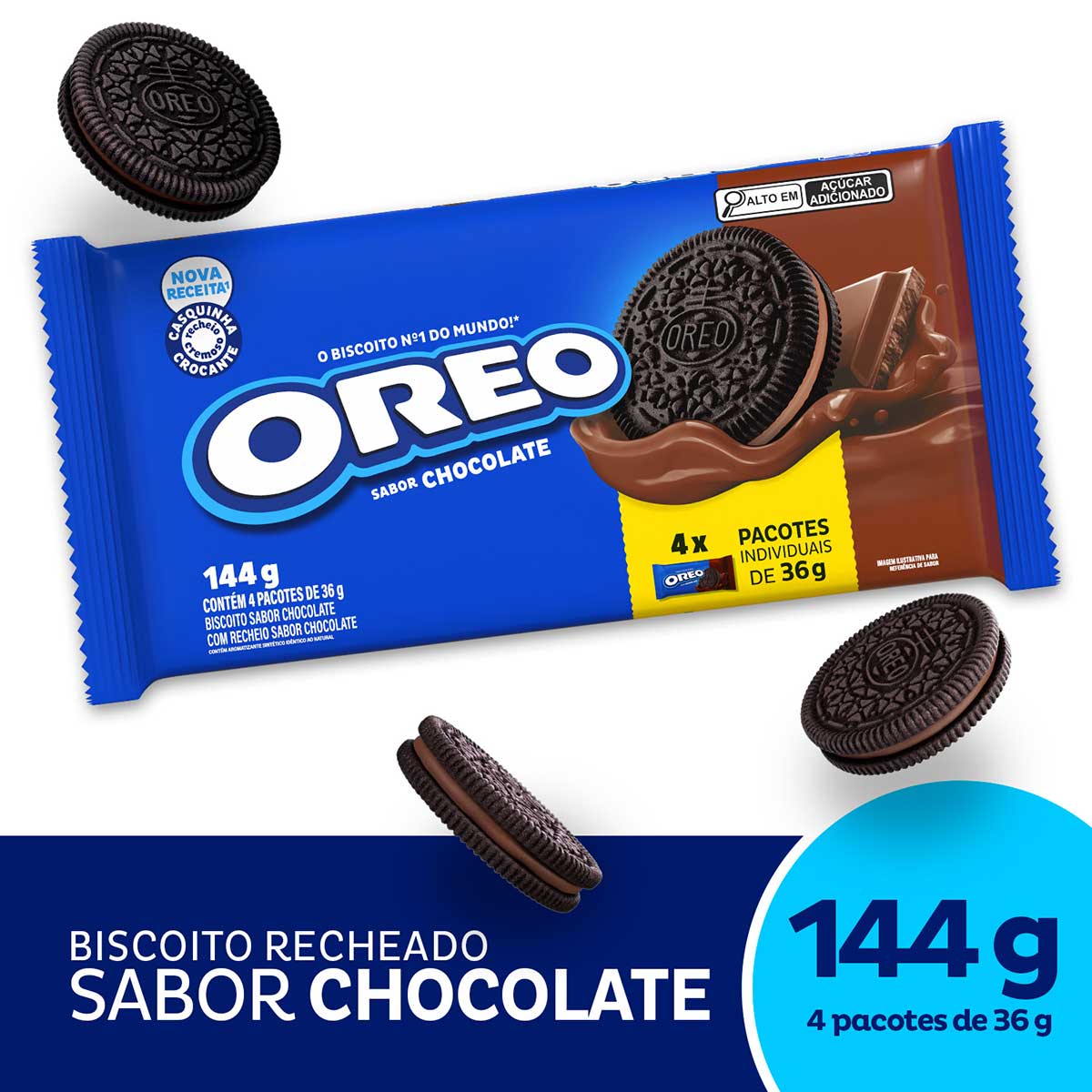 Biscoito Recheado Oreo Chocolate Multipack 144g