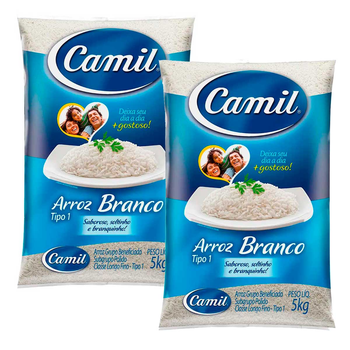 Arroz Branco Longo-fino Tipo 1 Camil Todo Dia 5Kg 2 Unidades