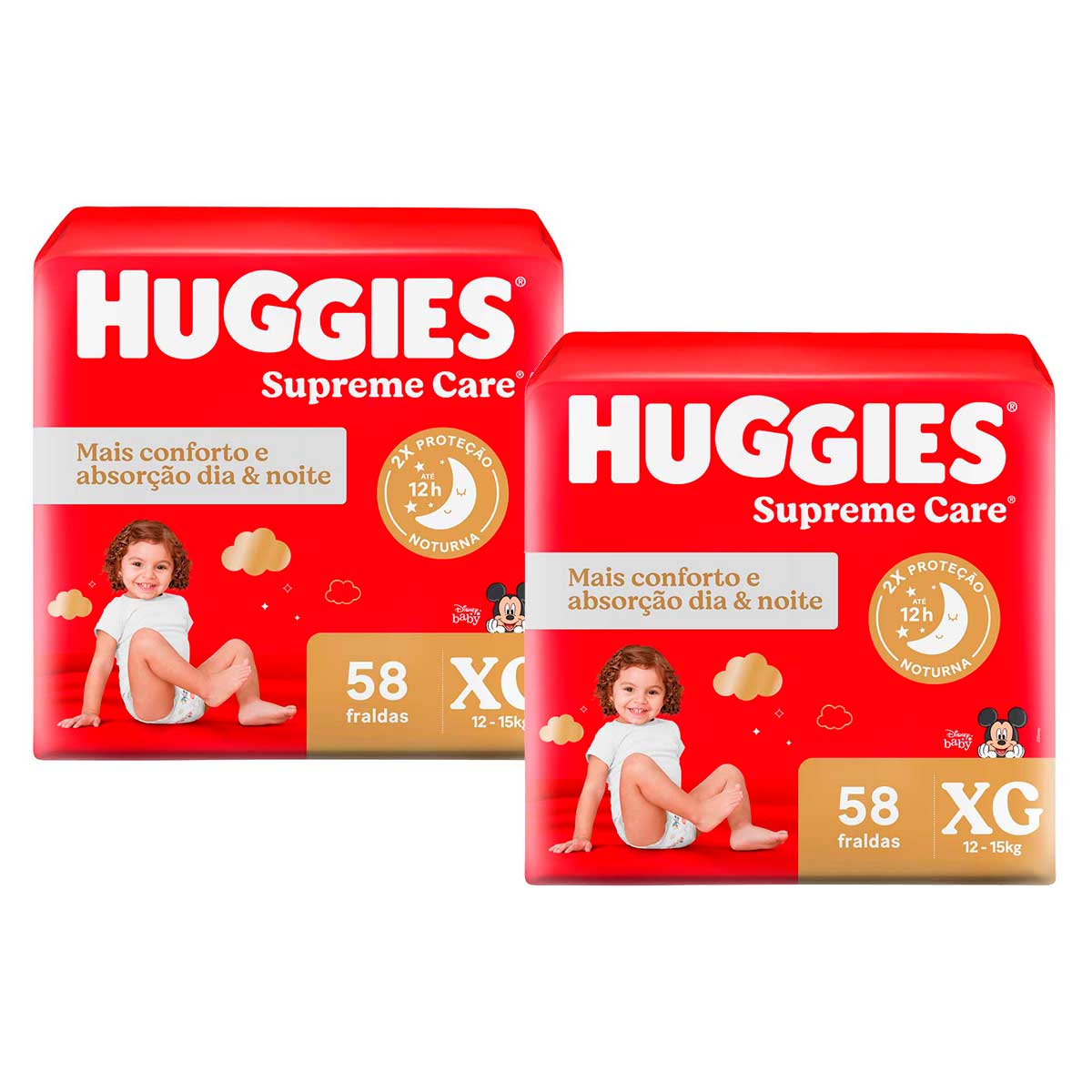 Fralda Descartável Infantil Huggies Supreme Care XG 12 a 15kg 58 Unidades 2 Unidades