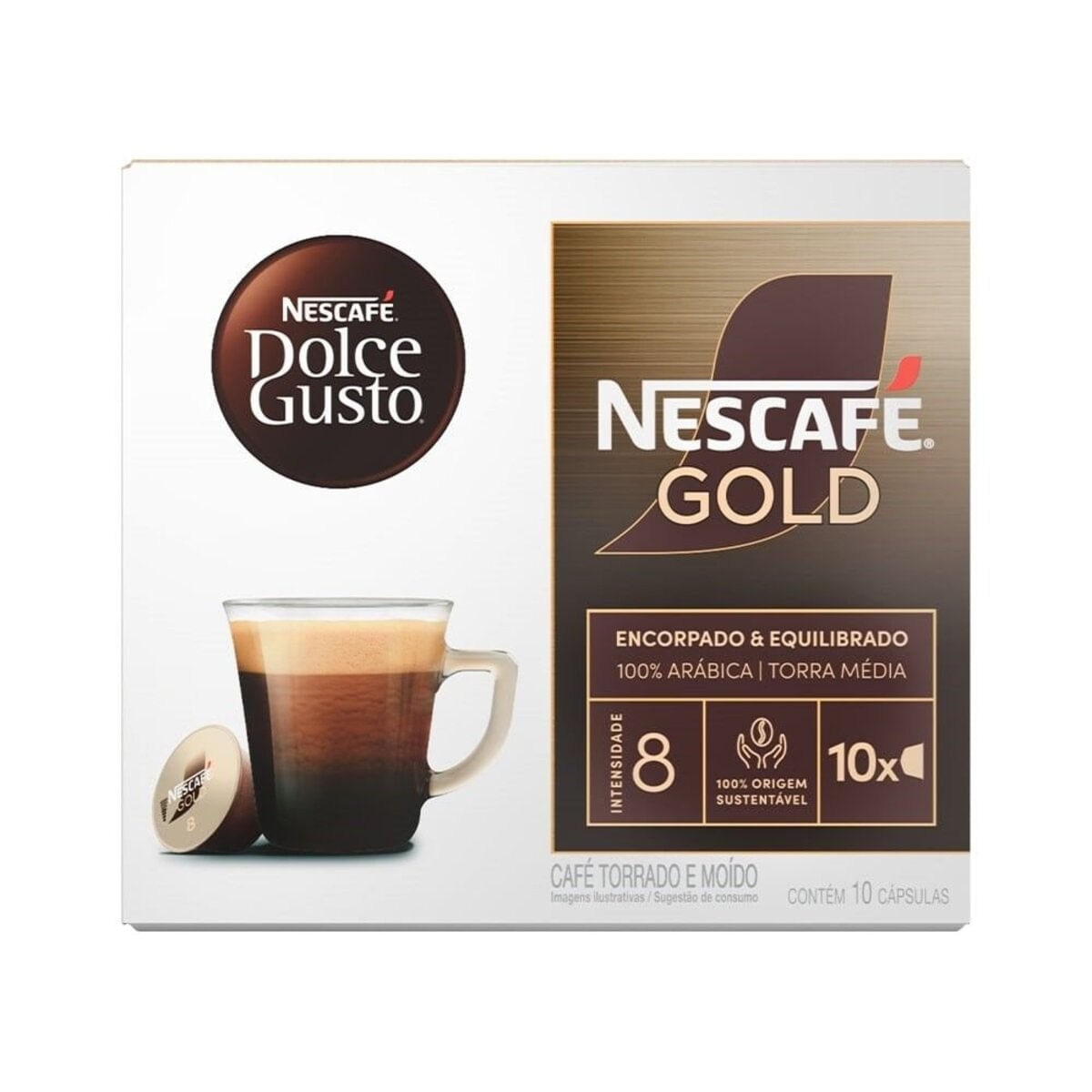 Café em Cápsula Torrado e Moído Nescafé Dolce Gusto Gold Caixa 80g 10 Unidades
