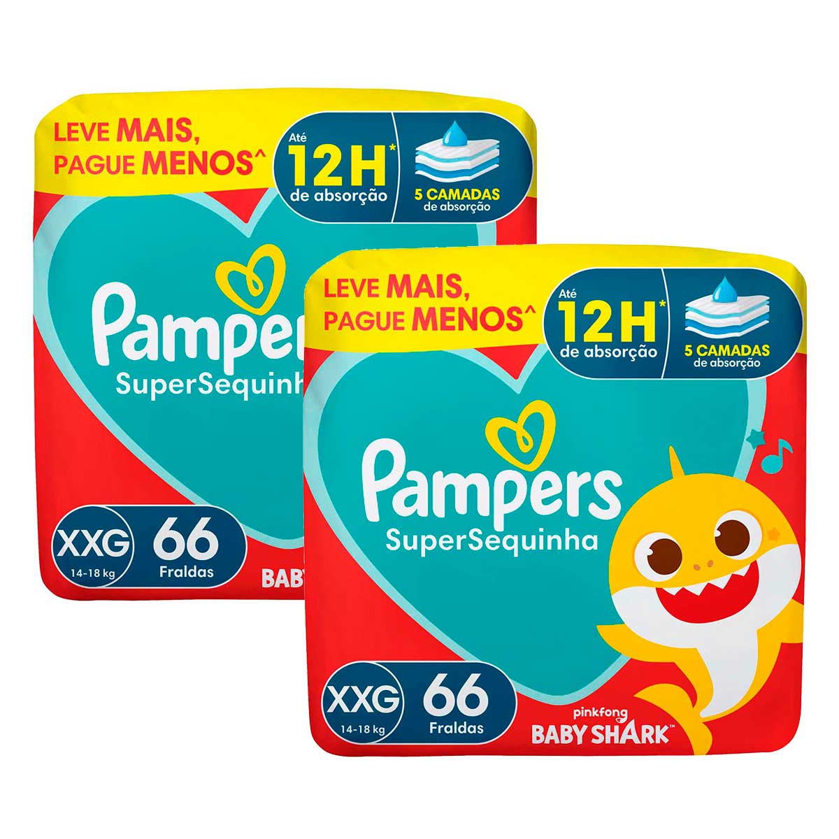Fralda Pampers Supersequinha XXG 66 Unidades 2 Unidades