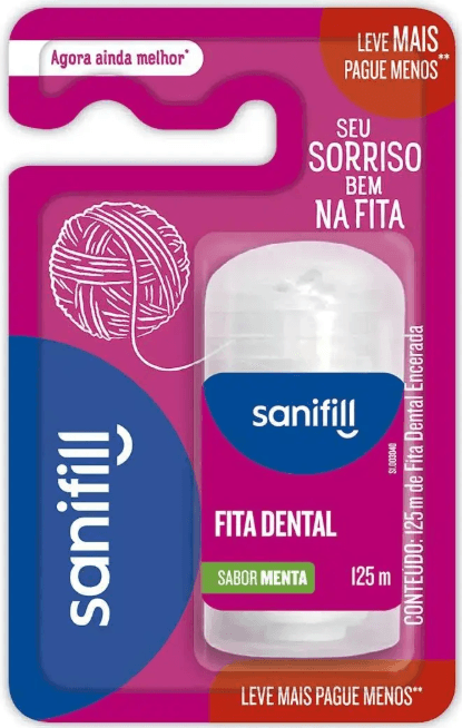 Fio Dental Menta Sanifill Cartela com 1 Unidade