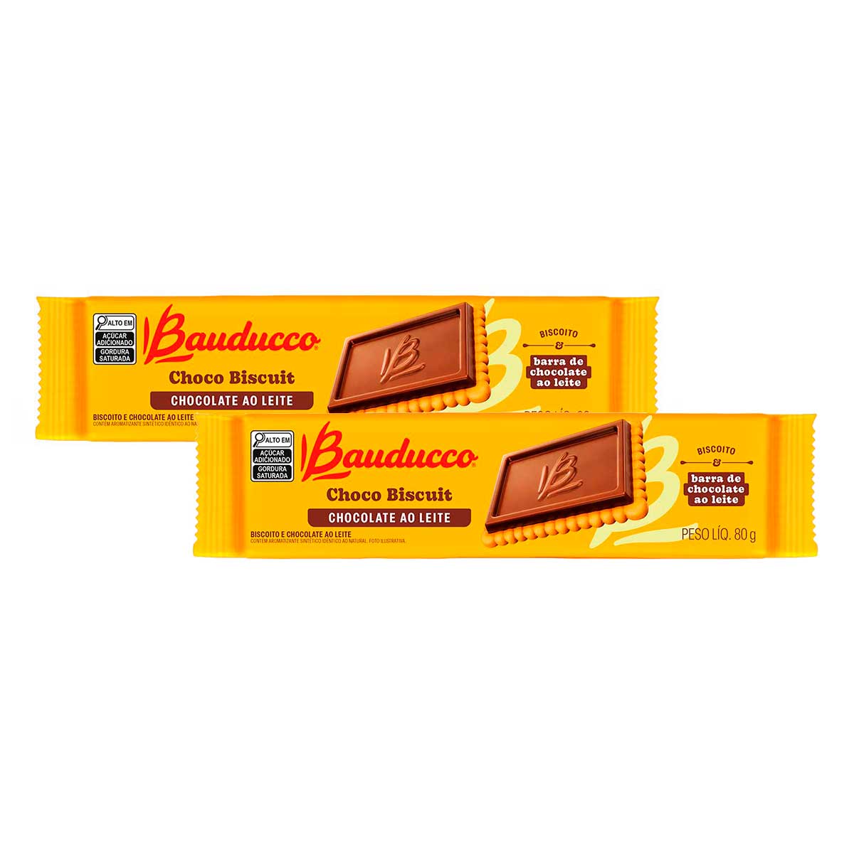 Biscoito Recheado de Chocolate ao Leite Choco Biscuit Bauducco 80g 2 Unidades