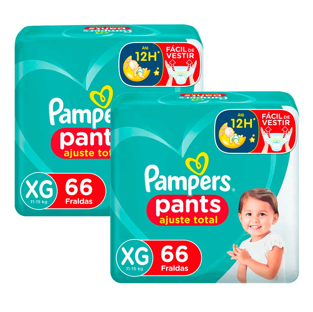 Fralda Calça Pampers XG Pants Ajuste Total Hiper 66 Unidades 2 Unidades