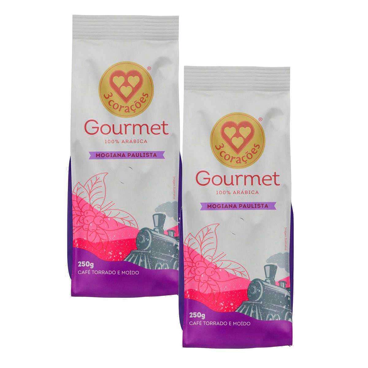 Café Torrado e Moído Gourmet 3 Corações Mogiana Paulista 250 g 2 Unidades