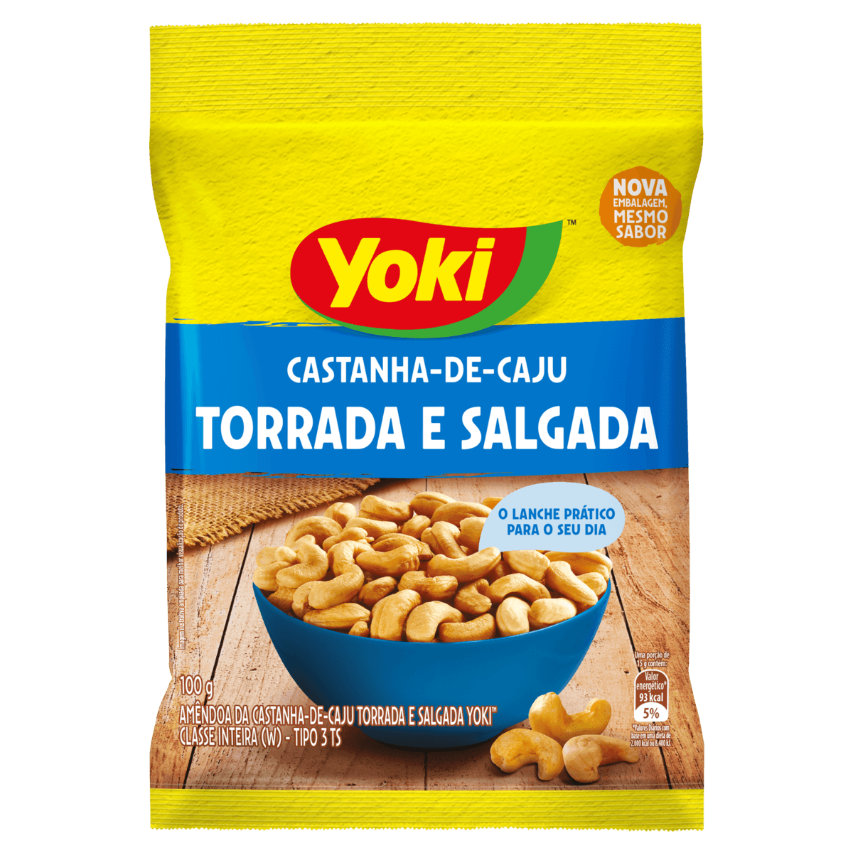 Castanha-de-Caju Torrada Salgada Tipo 3 TS Yoki Pacote 100g