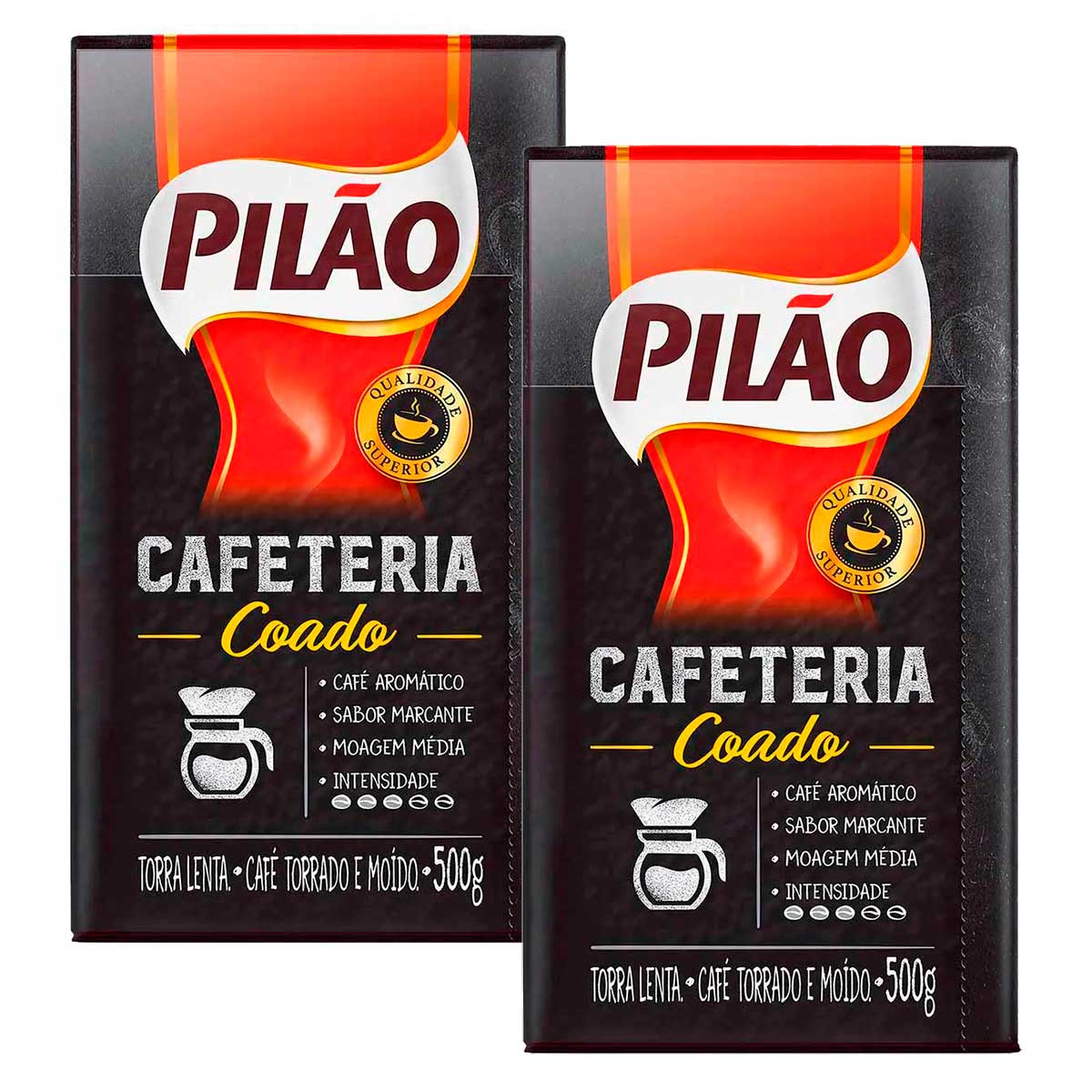 Café Torrado e Moído Coado a Vácuo Pilão Cafeteria 500g 2 Unidades