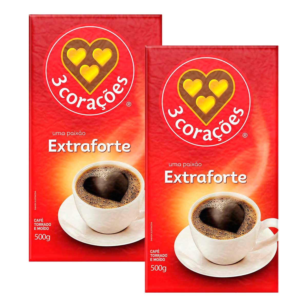 Café em Pó a Vácuo Extraforte 3 Corações 500g 2 Unidades