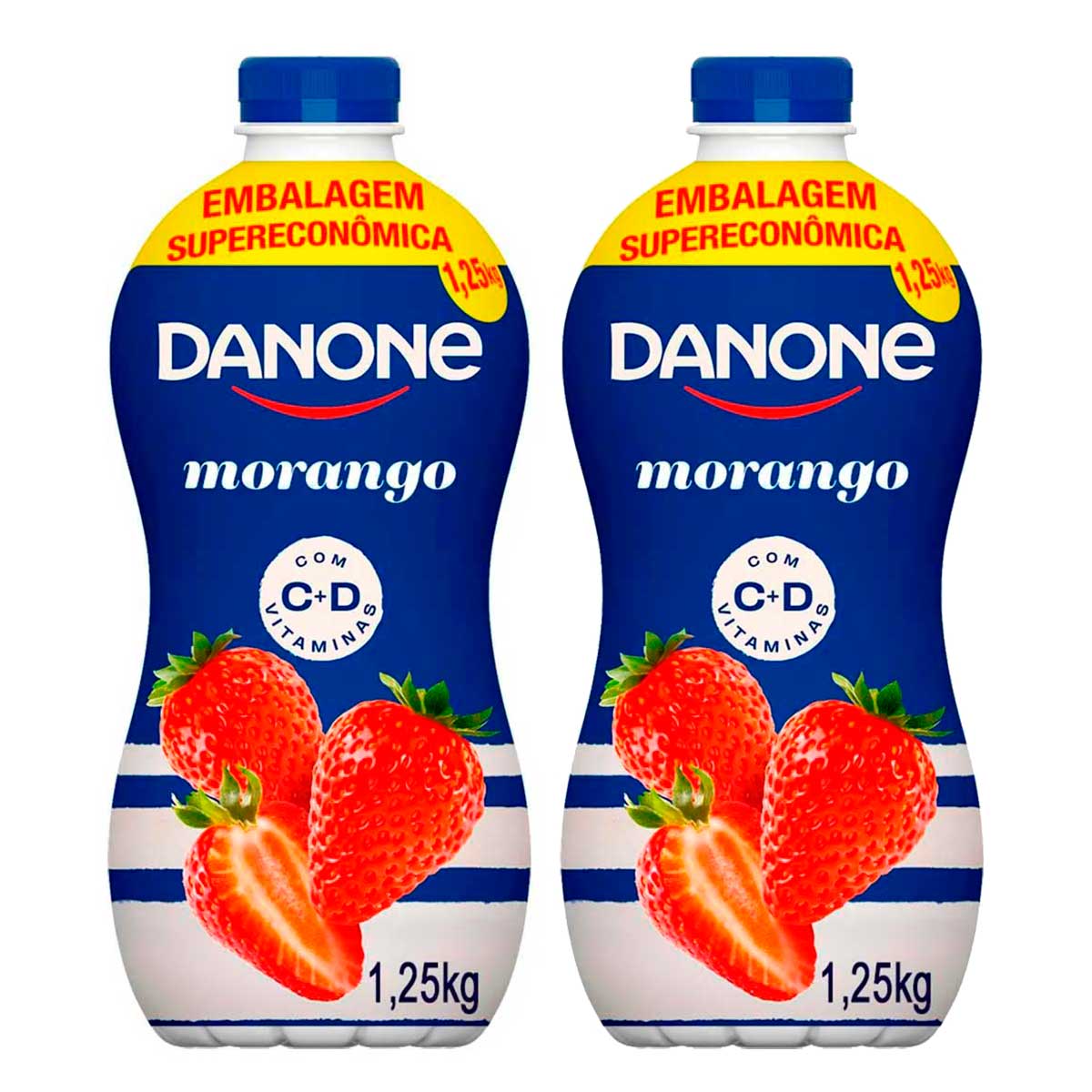 Iogurte Líquido Parcialmente Desnatado Danone Morango 1,25KG 2 Unidades