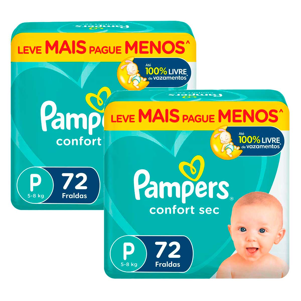 Fralda Descartável Pampers Confort Sec P 72 Unidades 2 Unidades