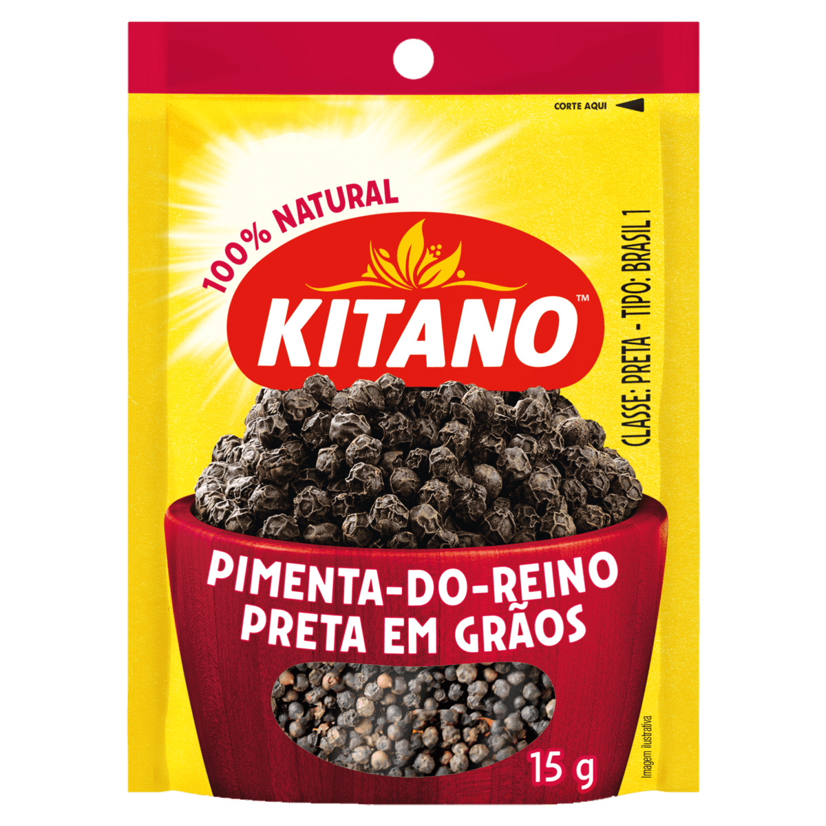 Pimenta-do-Reino Preta Grãos Tipo 1 Kitano Pacote 15g