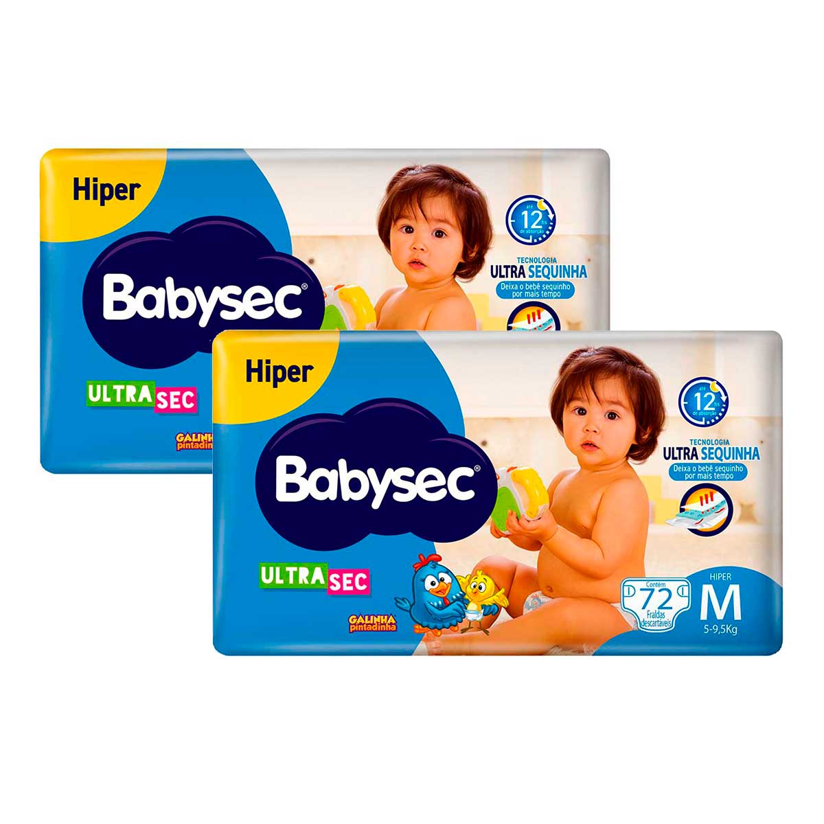 Fralda Descartável Babysec Ultra Hiper M com 72 Unidades 2 Unidades