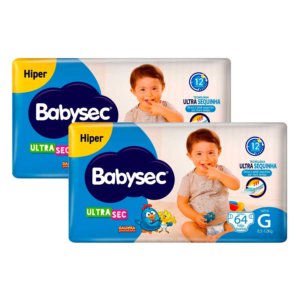 Fralda Descartável Babysec Ultra Hiper G com 64 Unidades 2 Unidades