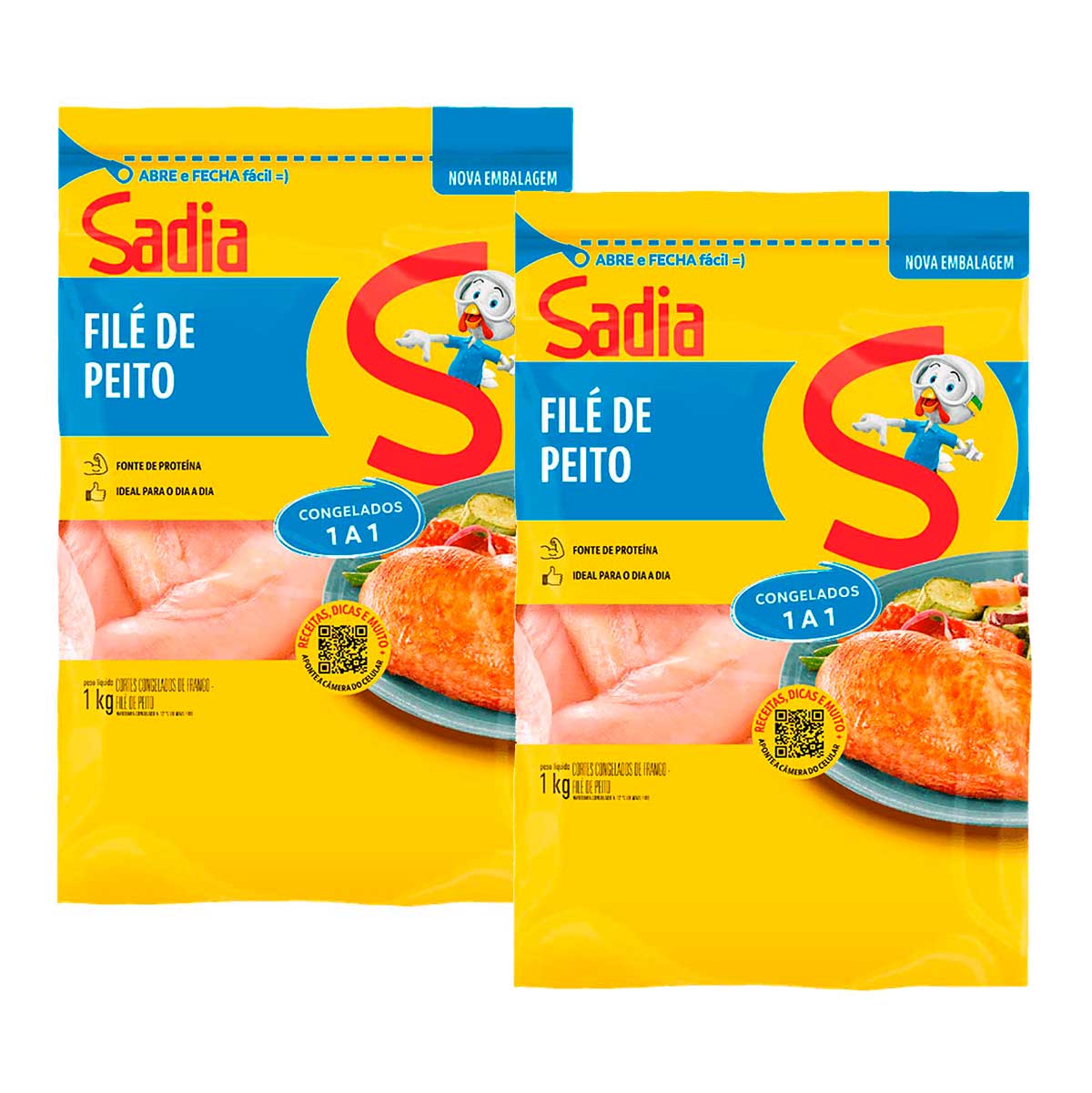 Filé de Frango Peito Congelado sem Osso Sadia 1Kg 2 Unidades