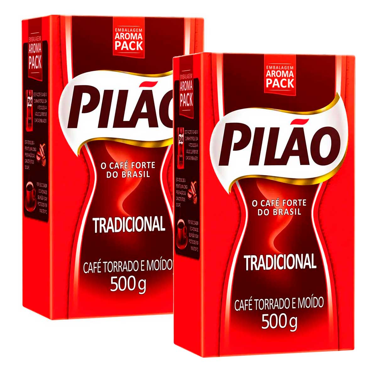 Café Torrado e Moído a Vácuo Tradicional Pilão 500g 2 Unidades