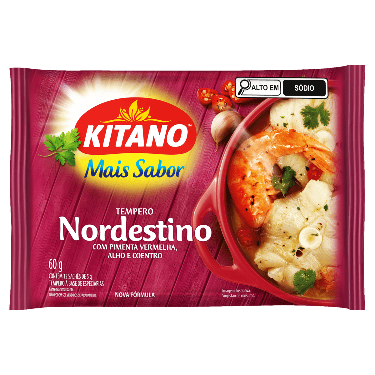 Tempero Pó Nordestino Kitano Mais Sabor Pacote 60g 12 Unidades