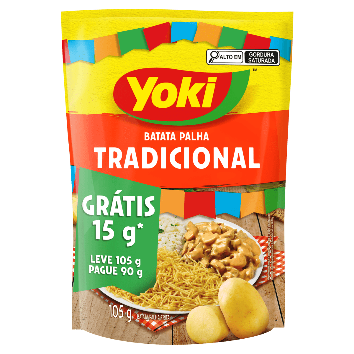 Batata Palha Tradicional Yoki Grátis 15 g 105 g