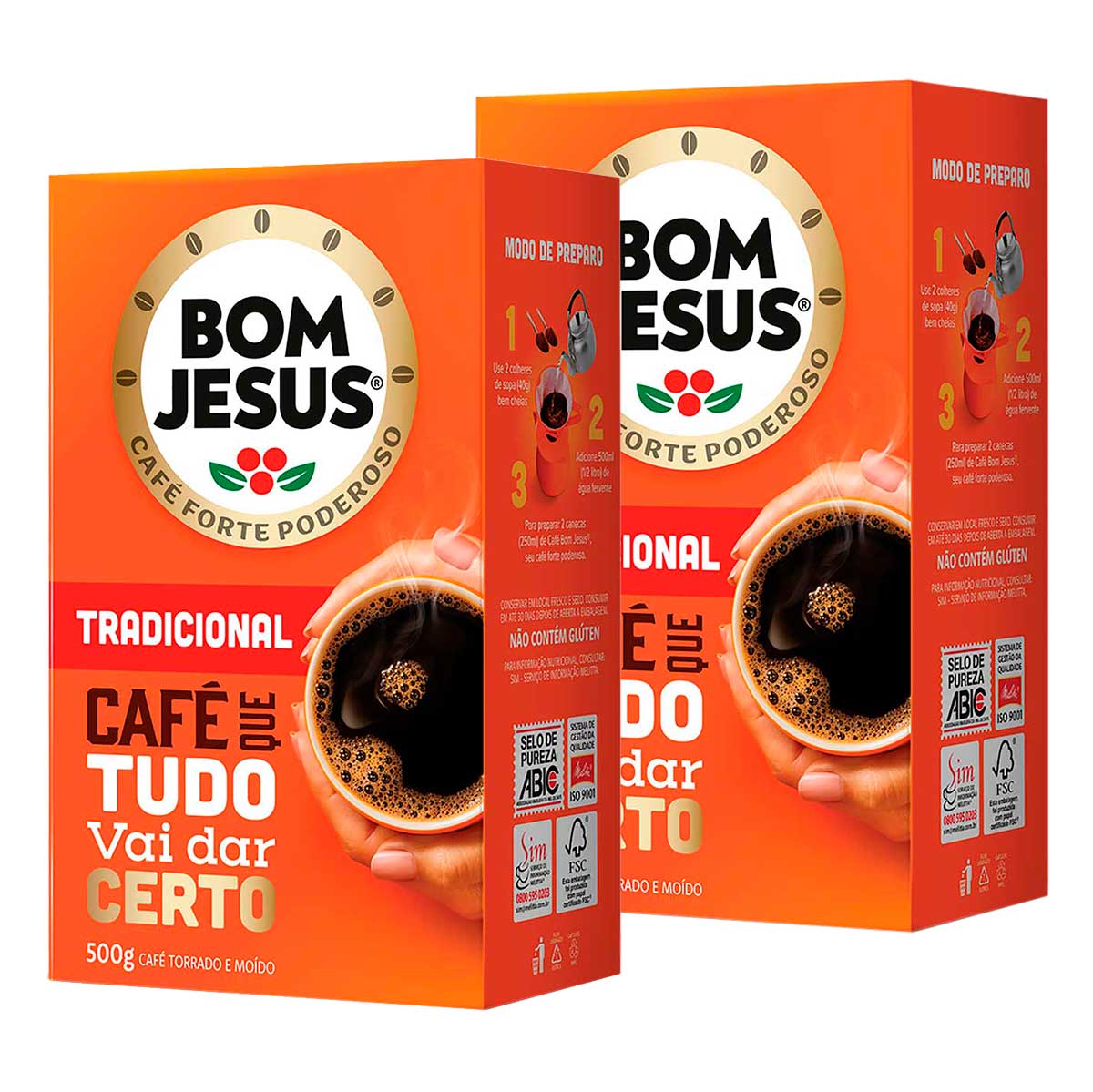 Café Torrado e Moído à Vácuo Bom Jesus 500g 2 Unidades