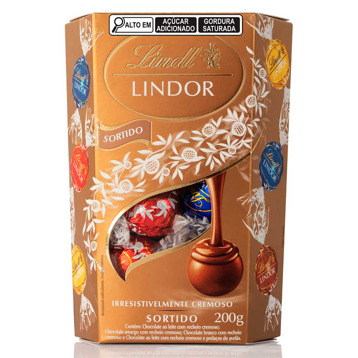 Caixa de Bombons Chocolate Lindt Lindor Sortidos 200g Com 16 unidades
