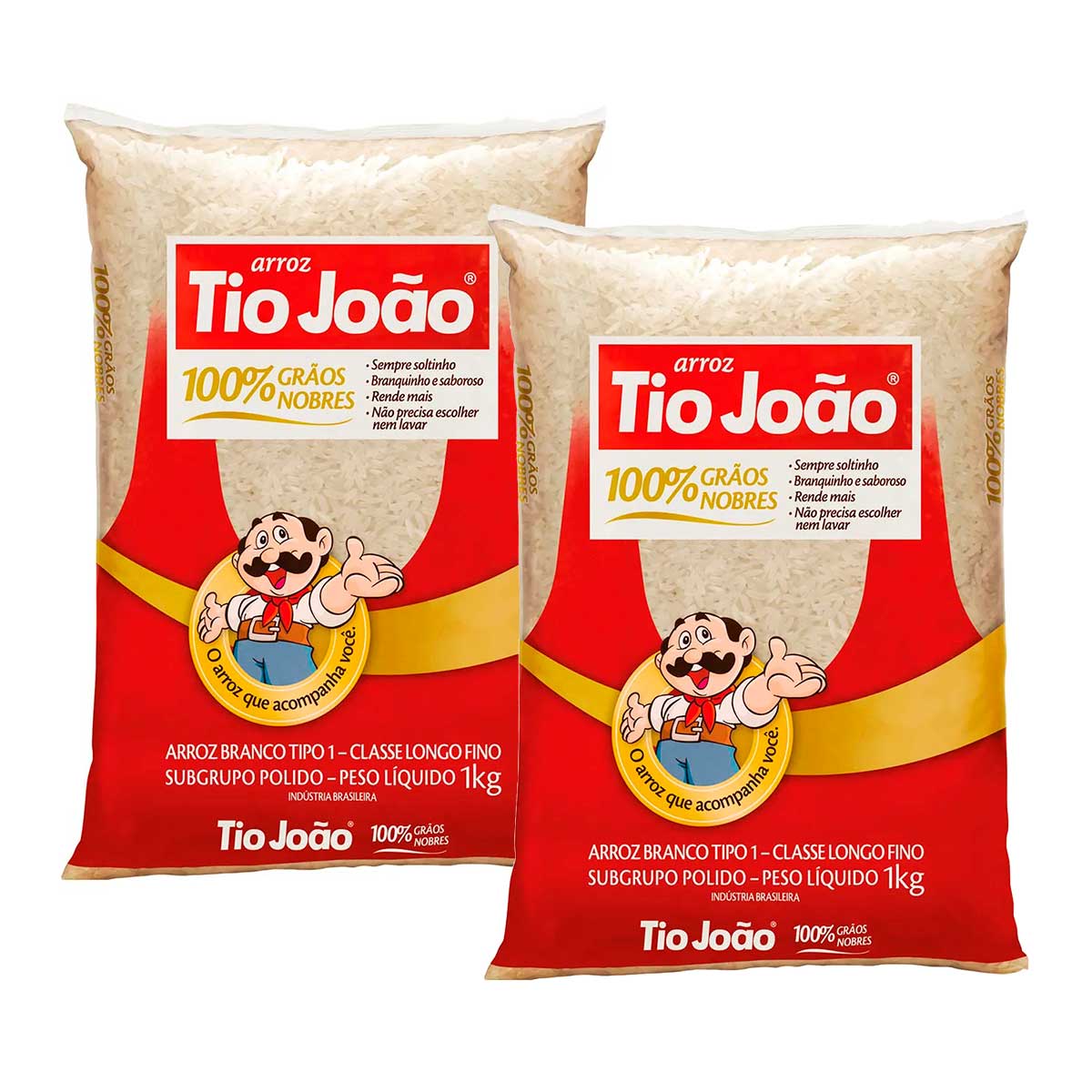 Arroz Branco Longo-fino Tipo 1 Tio João 1 Kg 2 Unidades