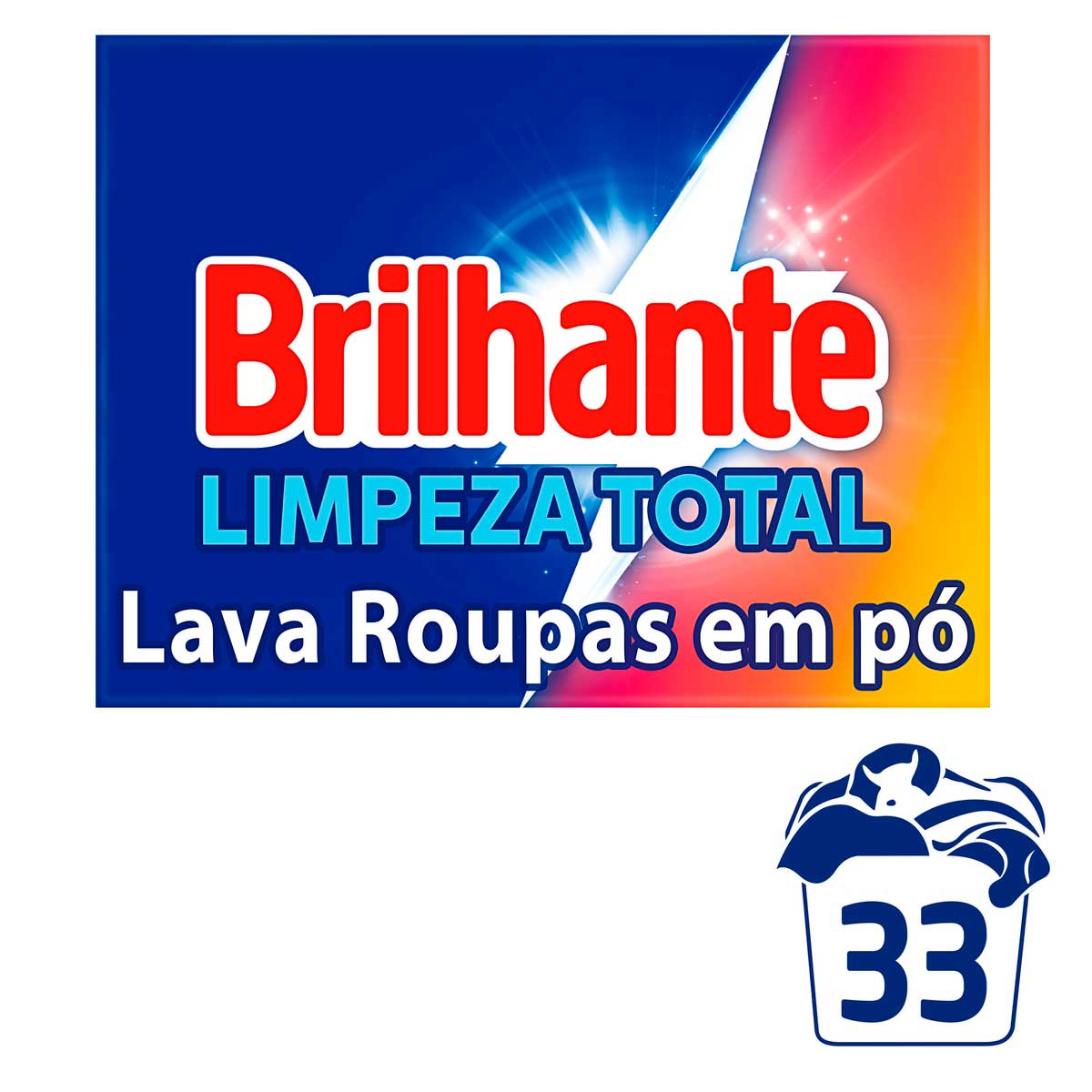 Sabão em Pó Brilhante Limpeza Total 2,2Kg Tamanho Família